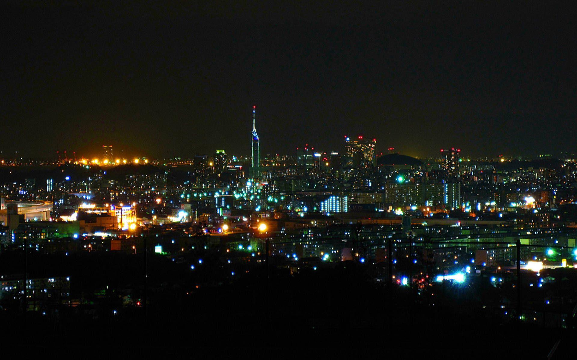1920x1200 Free download Cityscape at night Fukuoka Japan wallpaper