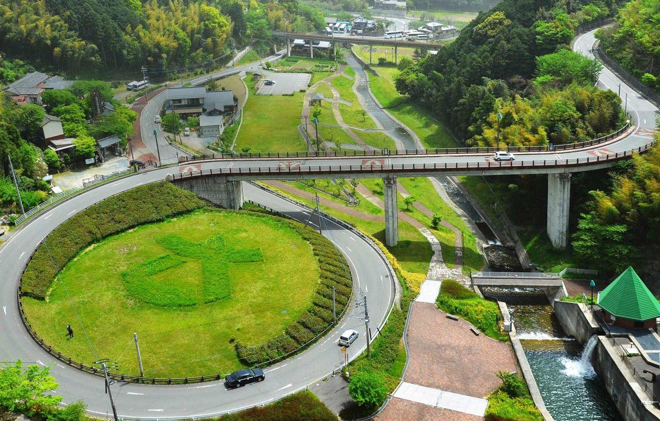 1332x850 Wallpaper road, Japan, ring, interchange, Fukuoka image