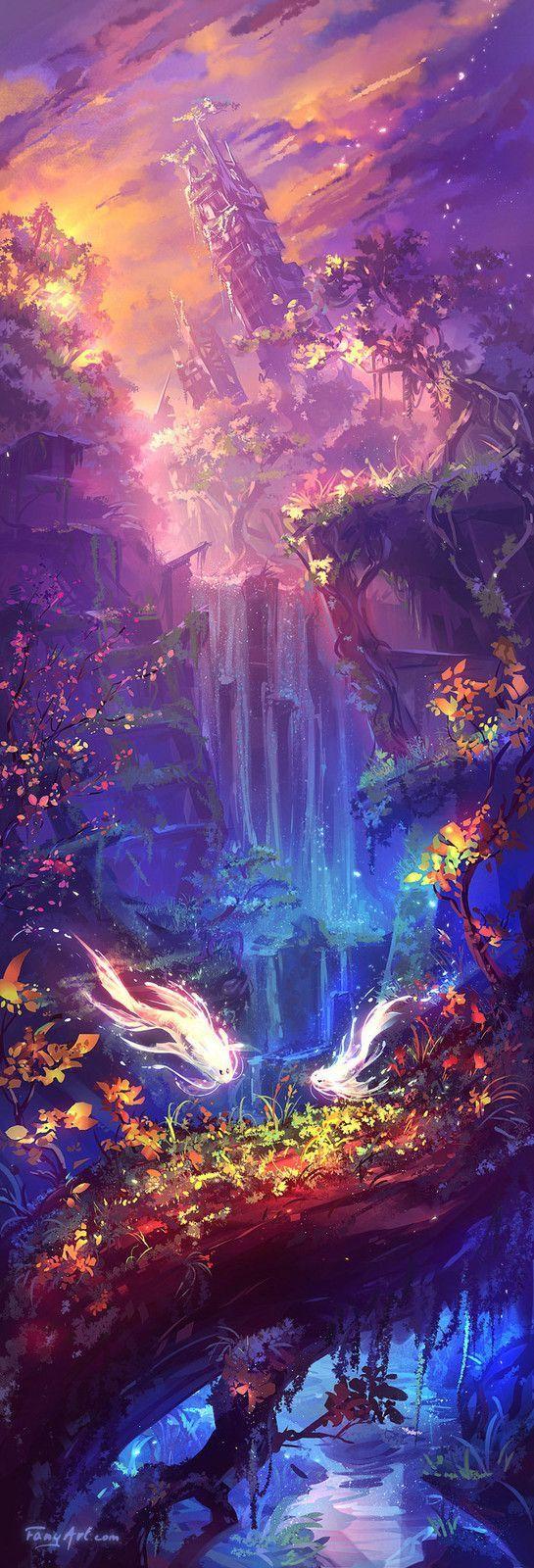 dual monitor landscape anime drawings live wallpaper