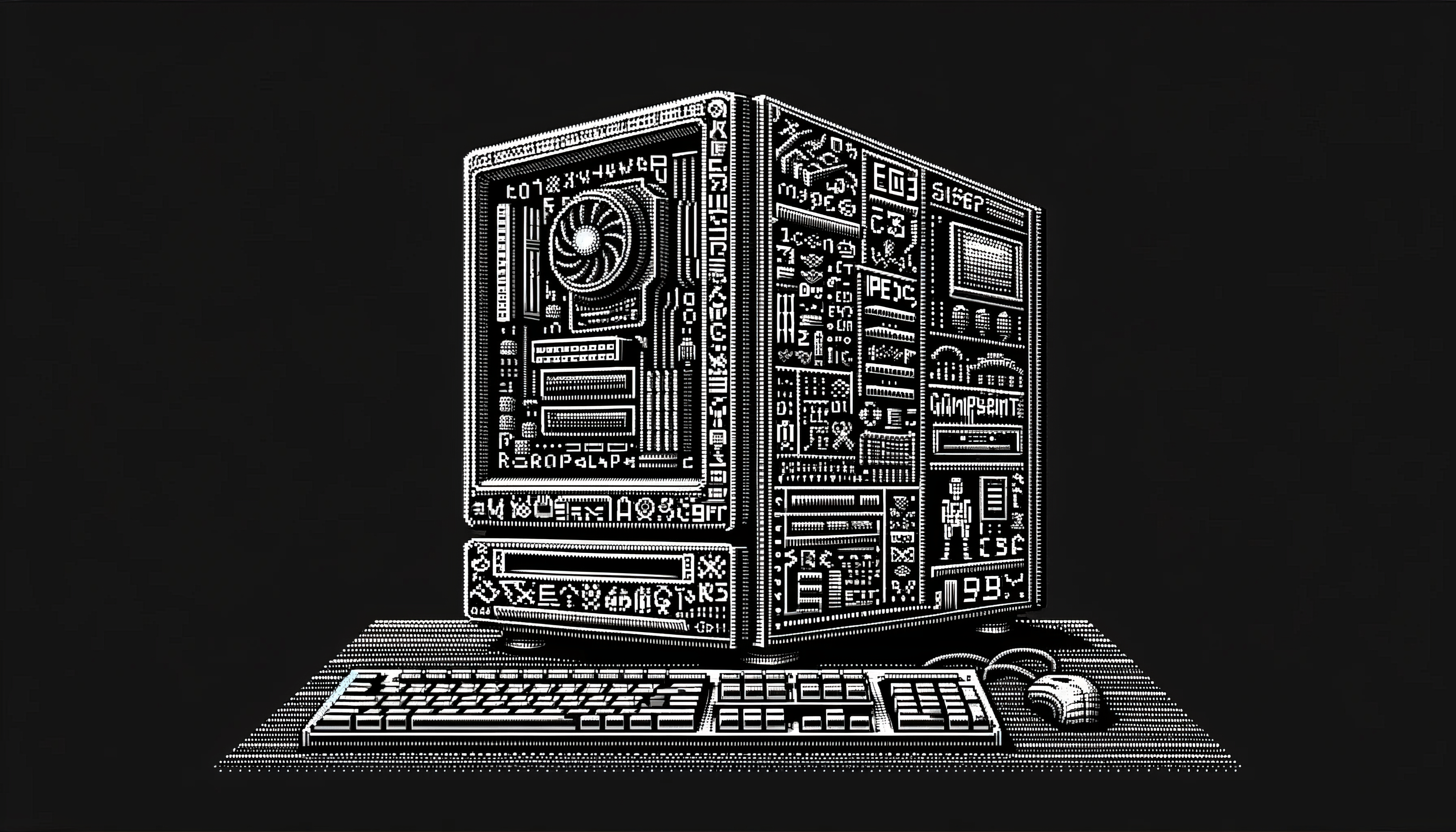 3584x2048 Intricate Gaming PC Sketch
