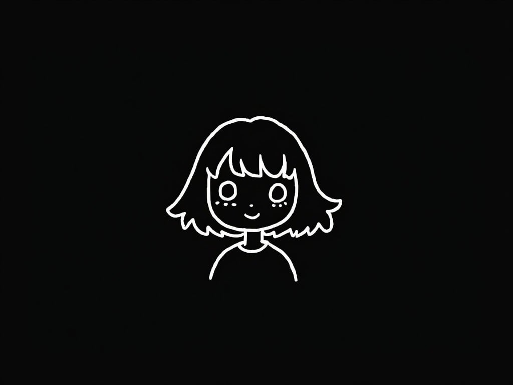 1024x768 Cute Minimalist Line Drawing of a Girl