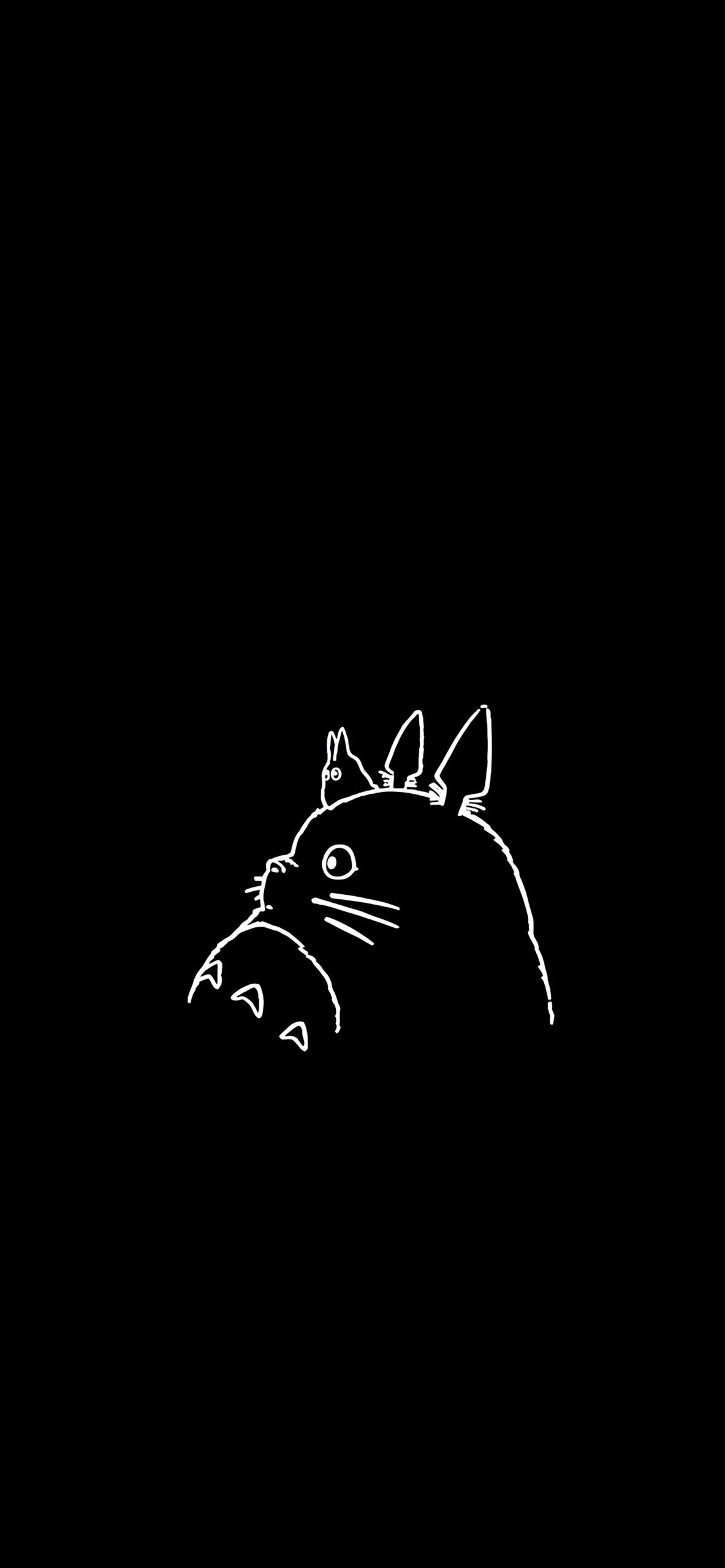 1183x2560 White Totoro Silhouette Wallpaper