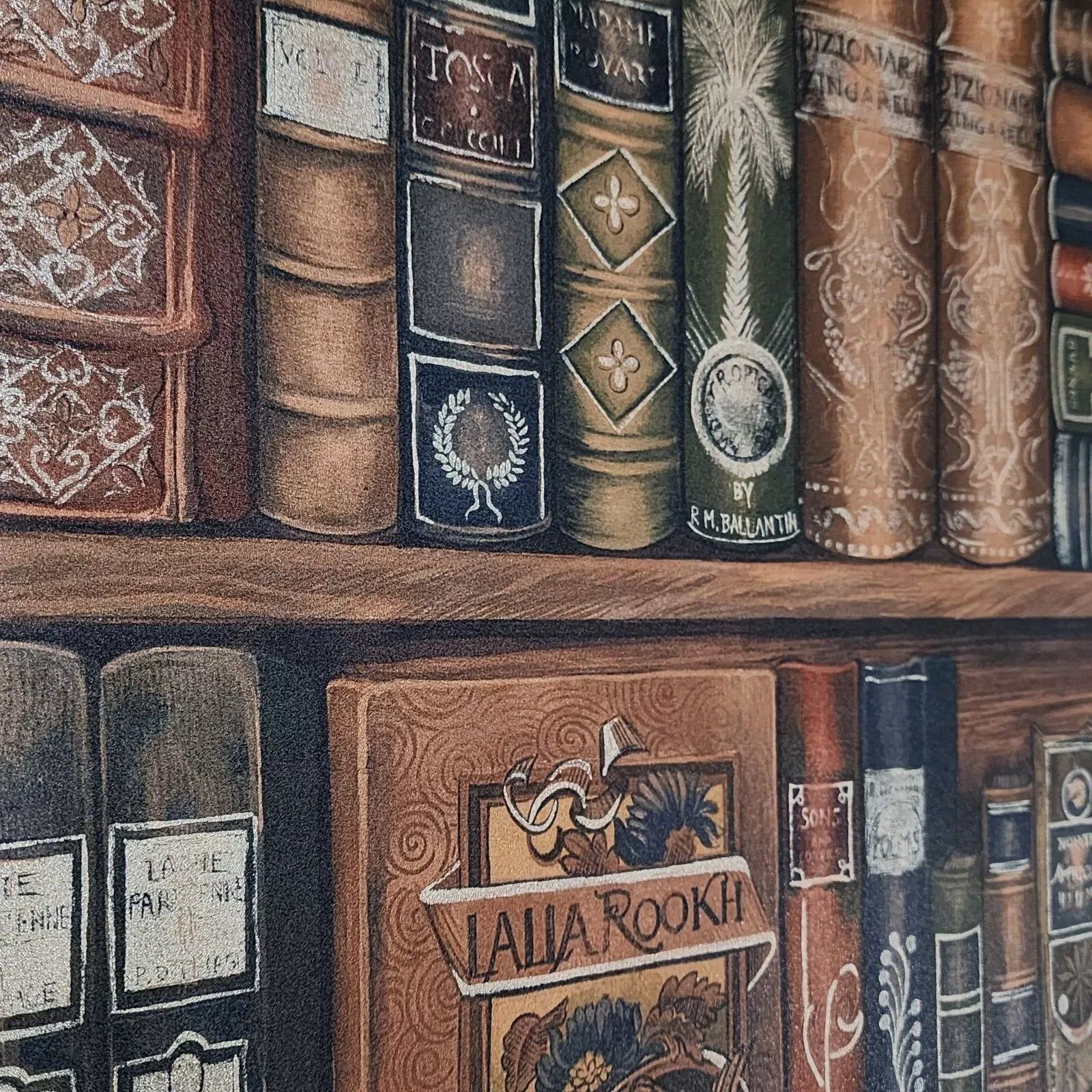 1600x1600 Bookshelf wallpaper antique vintage books brown colored shelf wallcoverings roll