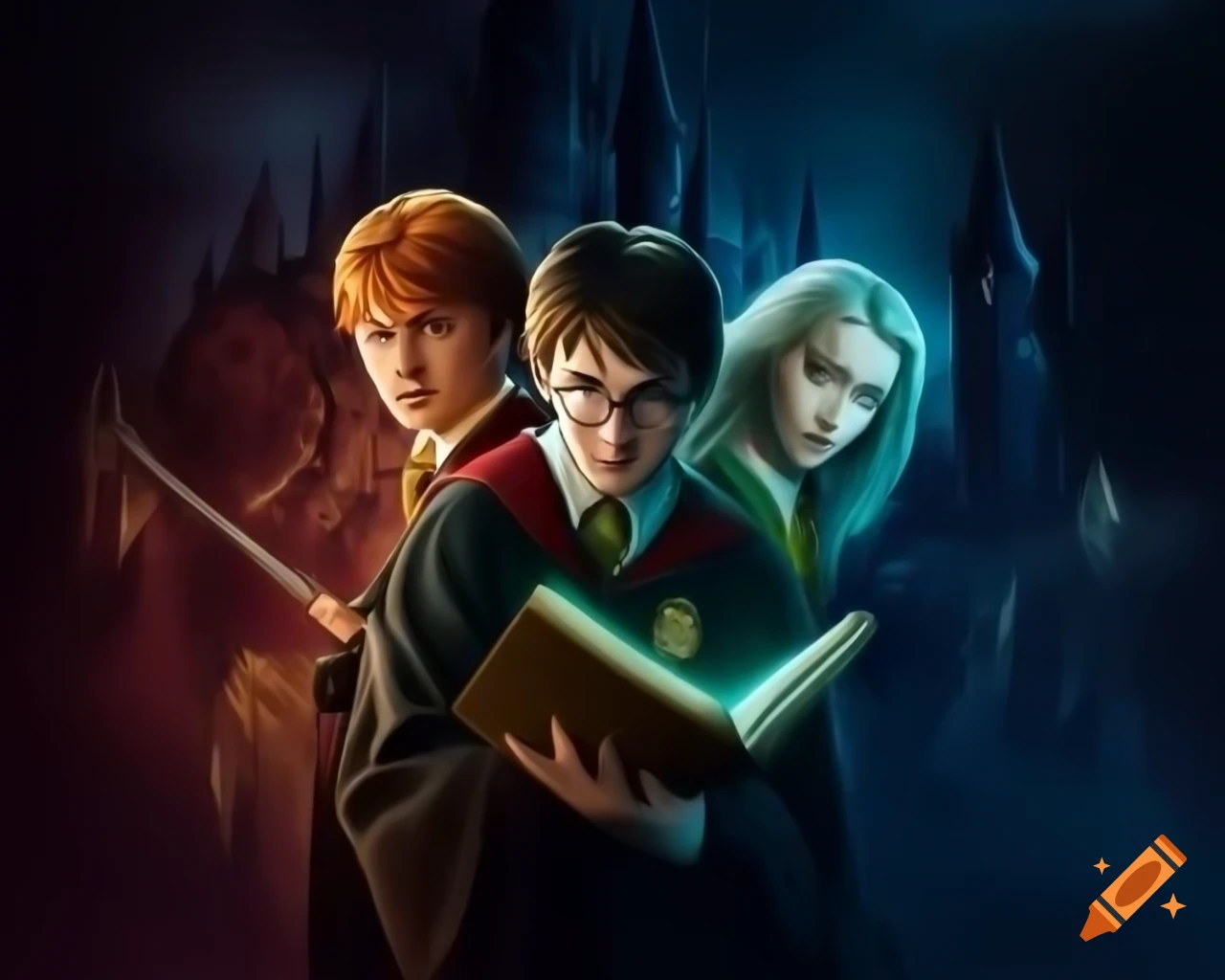 1280x1024 Harry Potter book cover on Craiyon