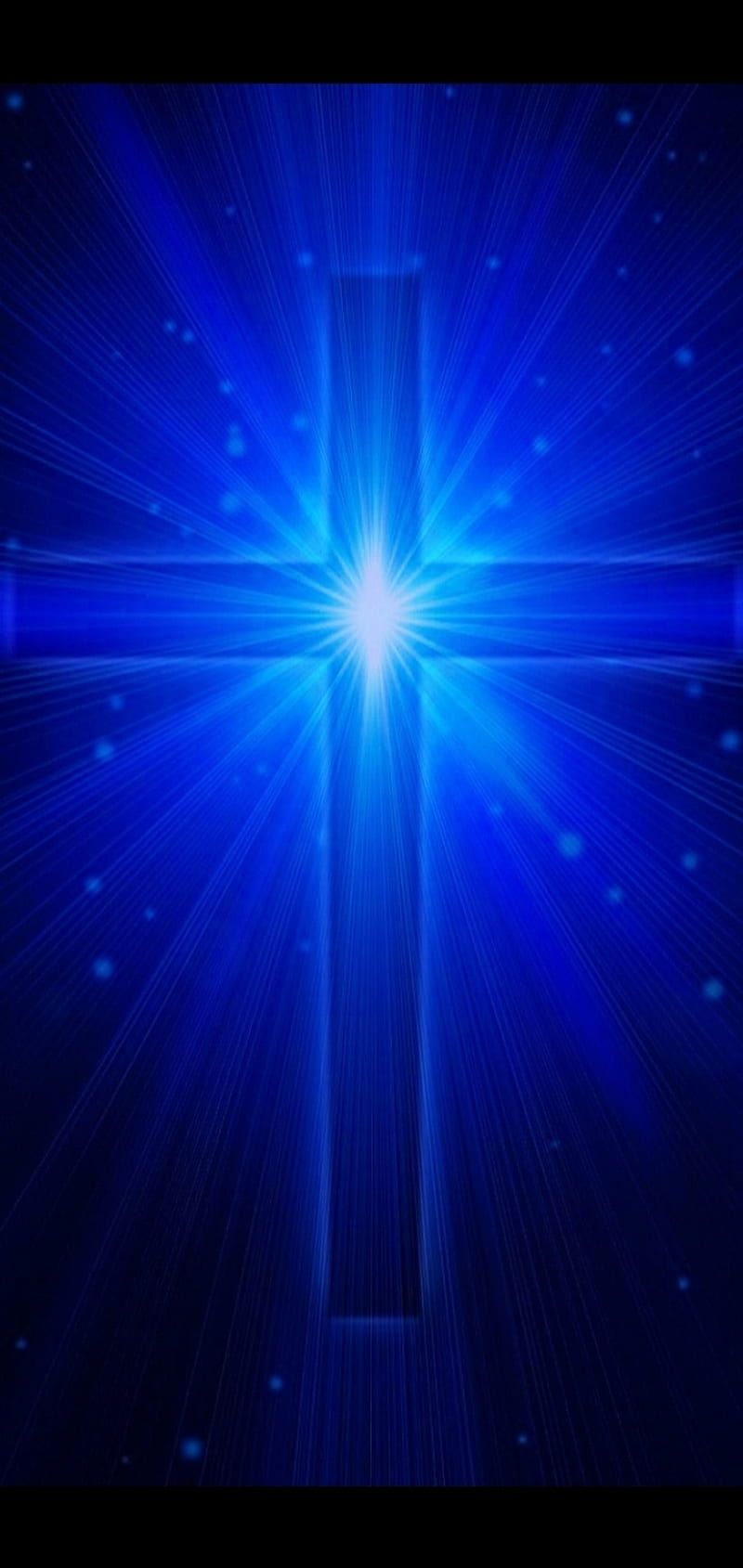800x1689 Blue Cross Glow, blue, christ, cross, crosses, digital, edge, glow, jesus, light, HD phone wallpaper