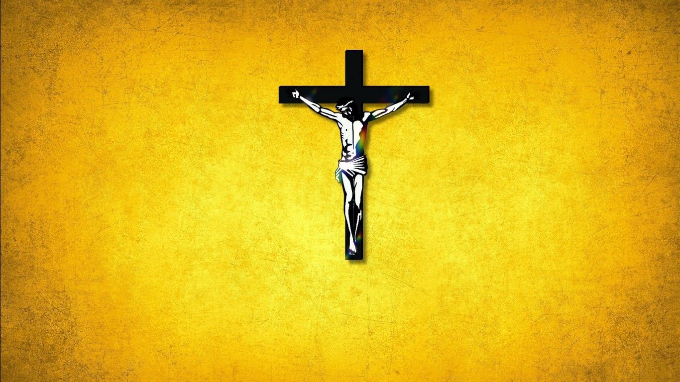 1366x768 Jesus Christ On Cross With Yellow
