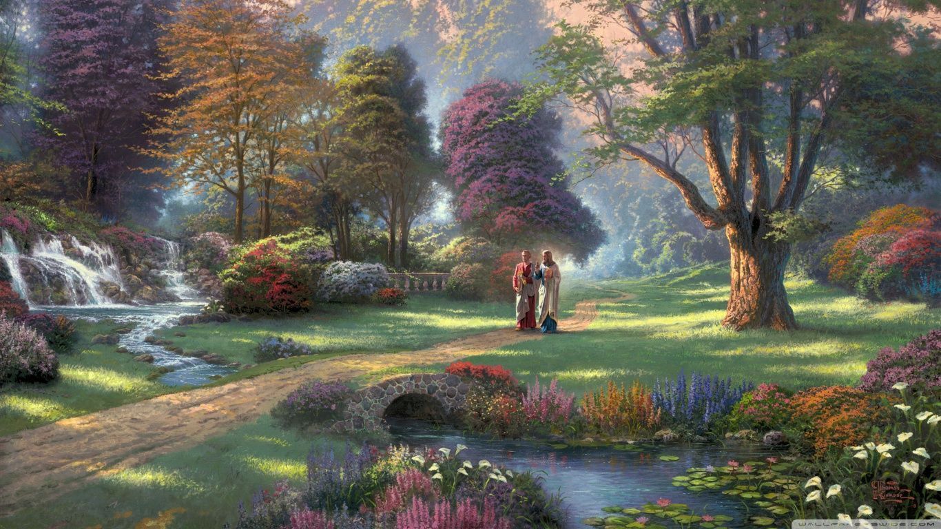 1366x768 Serene Encounter with Jesus in Nature