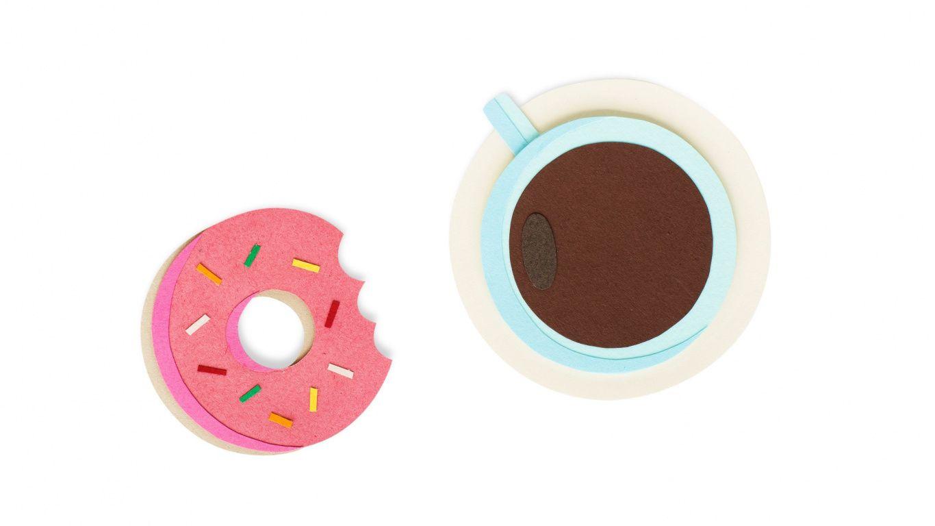 1366x768 Download 1366x768 wallpaper doughnut and coffee cup, minimal