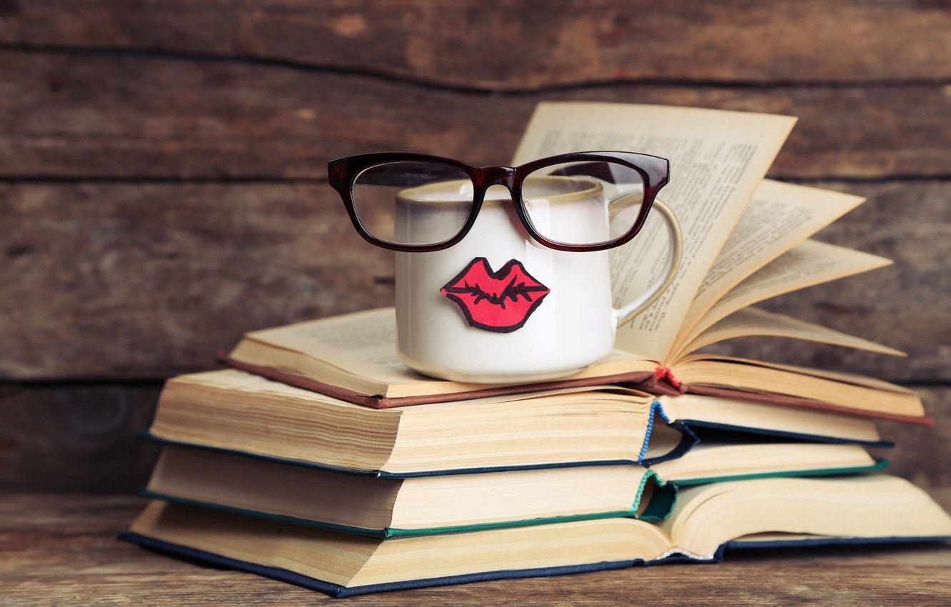 1332x850 Photo Wallpaper Books, Coffee, Glasses, Mug, Cup, Lips