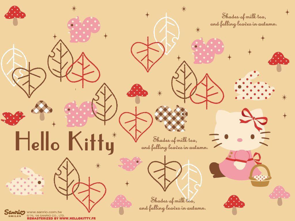 1024x768 Hello Kitty Fall Wallpaper