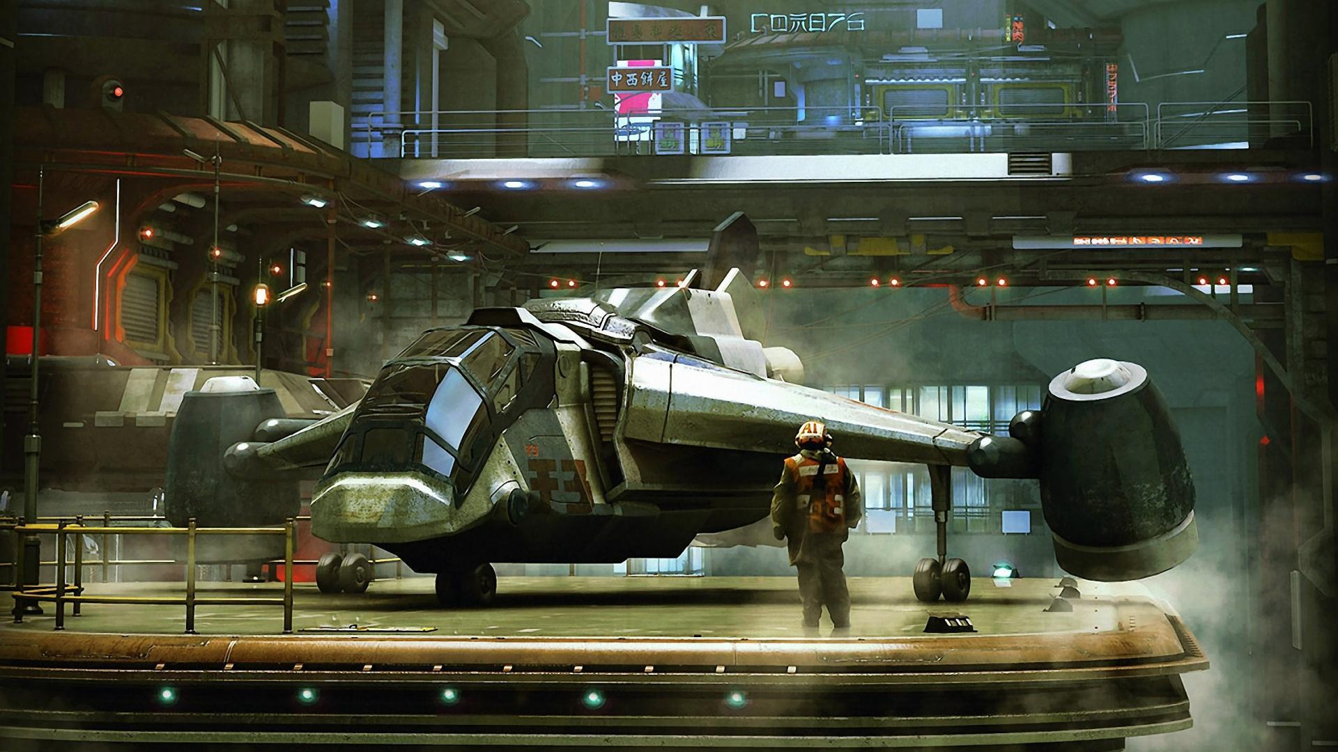 1920x1080 Aircraft vtol fantasy art science fiction artwork wallpaper