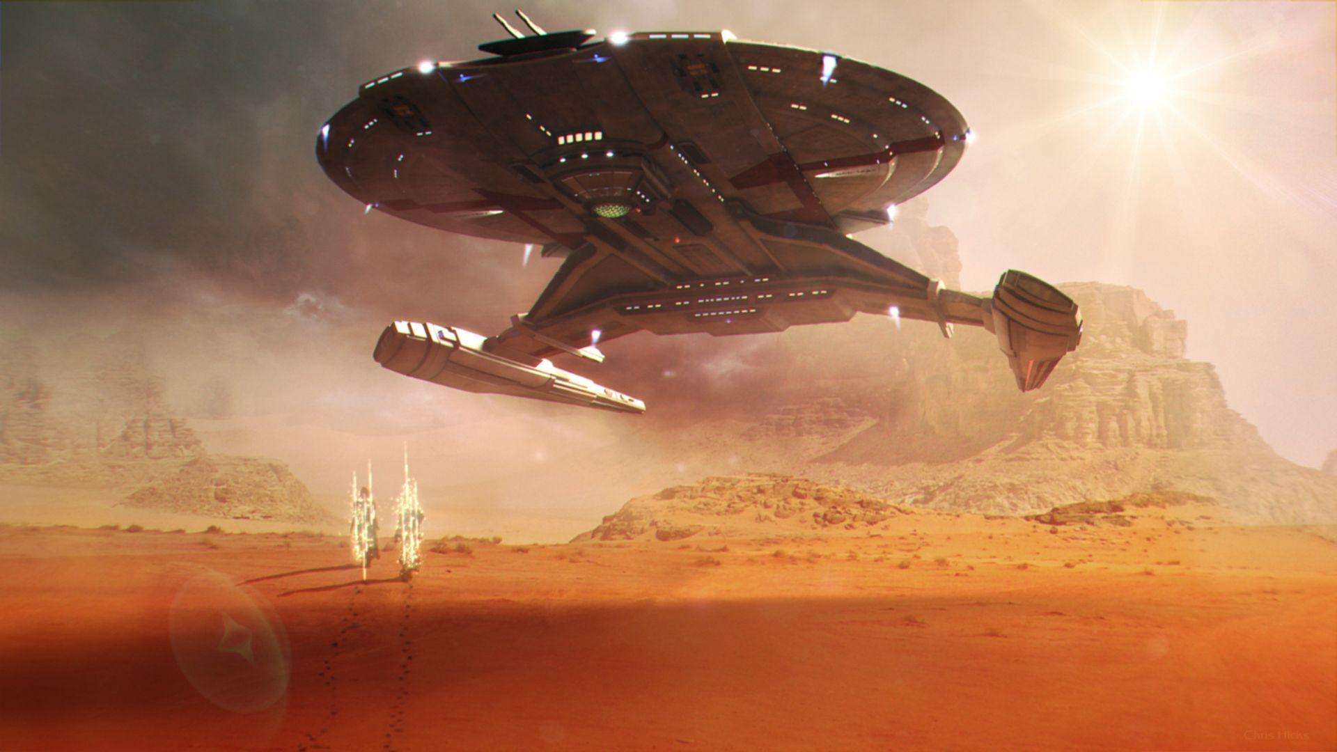1920x1080 Scifi Desert Spaceship Star Trek, HD Artist, 4k Wallpaper, Image