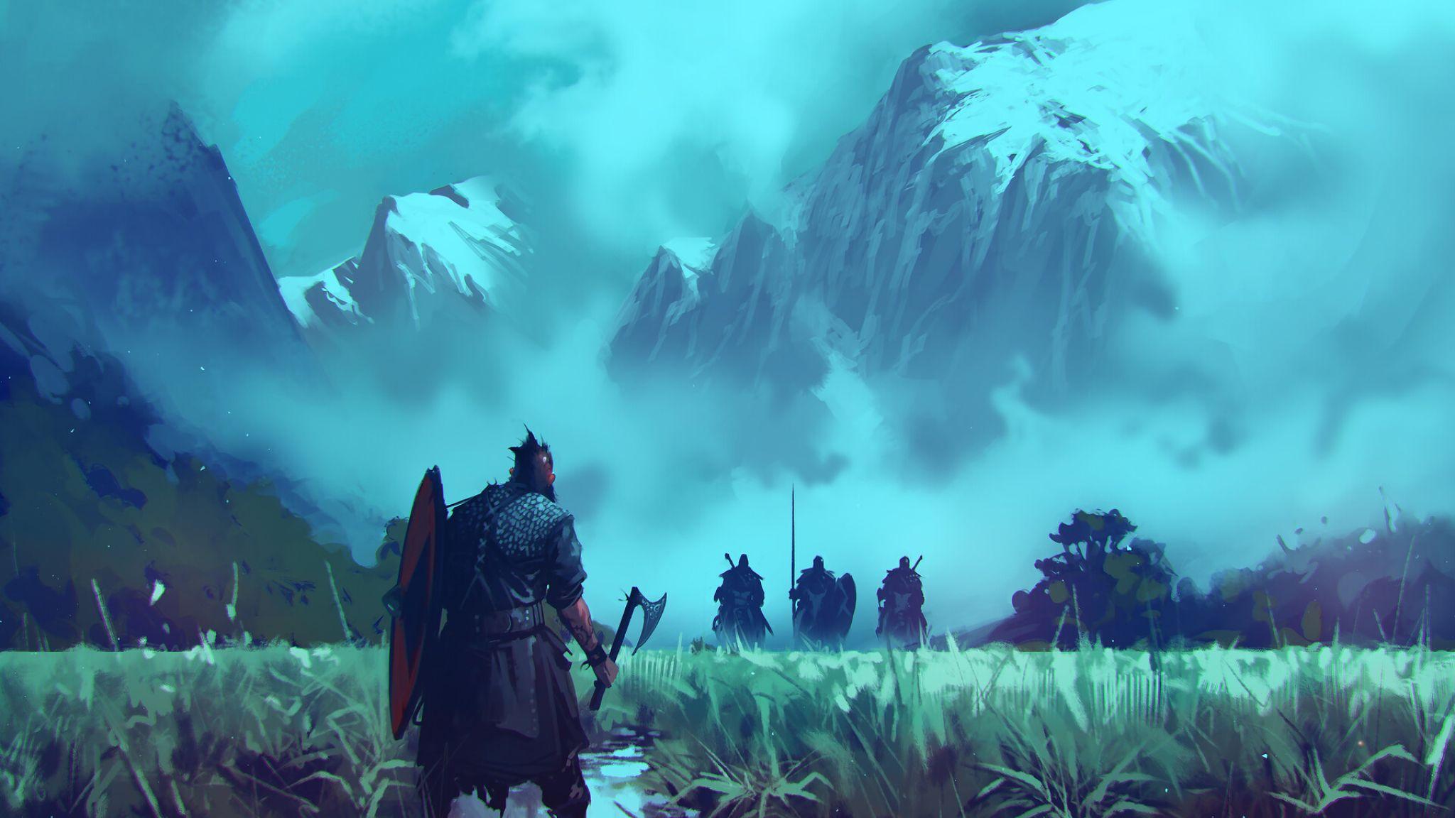 2048x1152 Viking Warrior Fighting Alone 2048x1152 Resolution