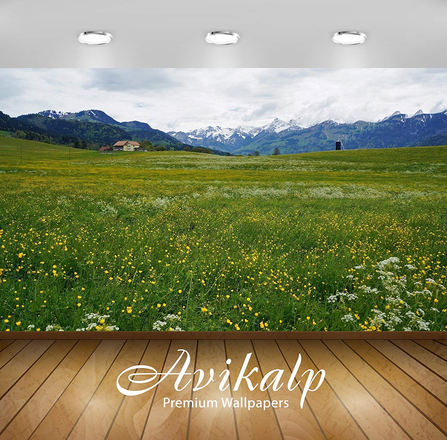 1500x1474 Buy Avikalp Exclusive Awi6745 Yellow Flowers On The Green
