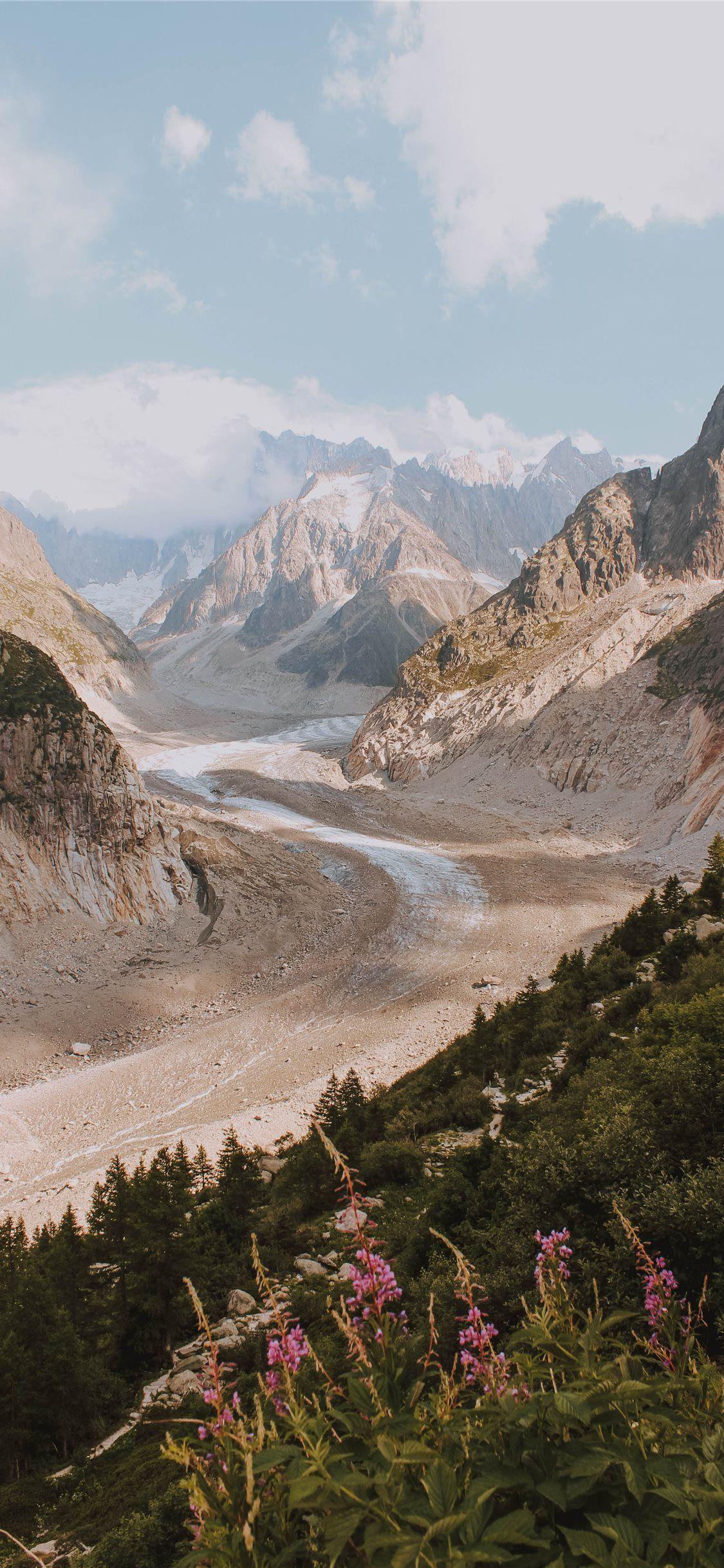 1125x2436 landscape photography of green mountain iPhone X Wallpaper
