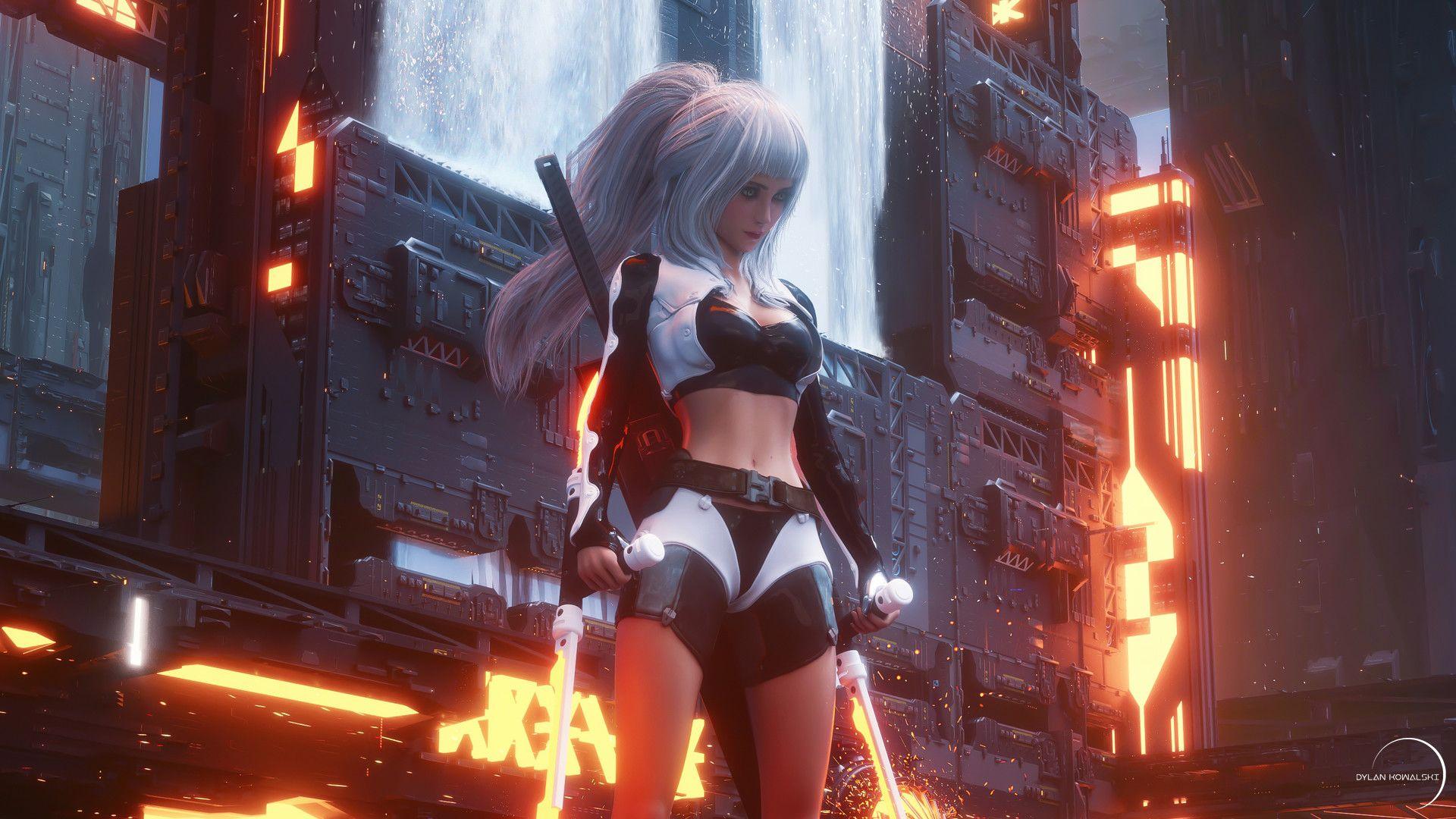 Cyberpunk 2077 Girl Samurai Jacket Nier 2B HD 4K Wallpaper #8.2207