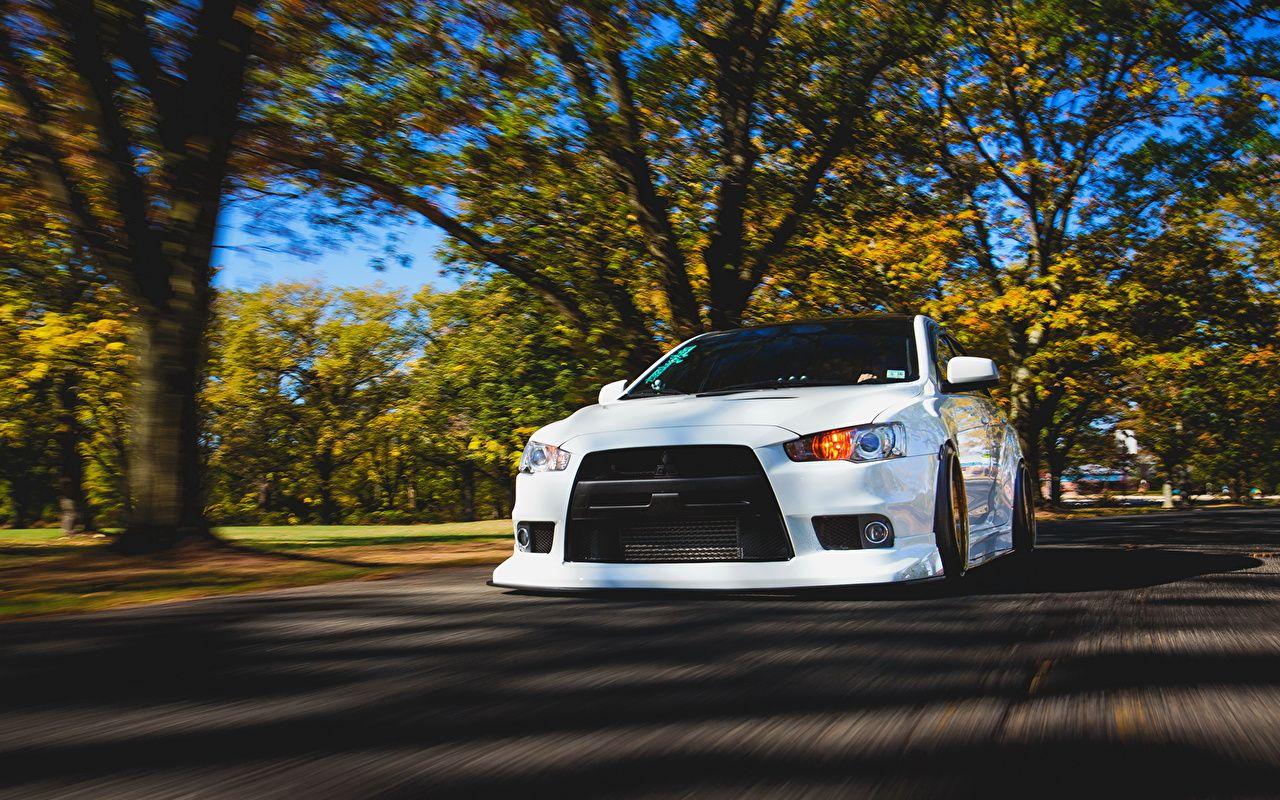 1280x800 Desktop Wallpaper Mitsubishi lancer evo x White riding auto