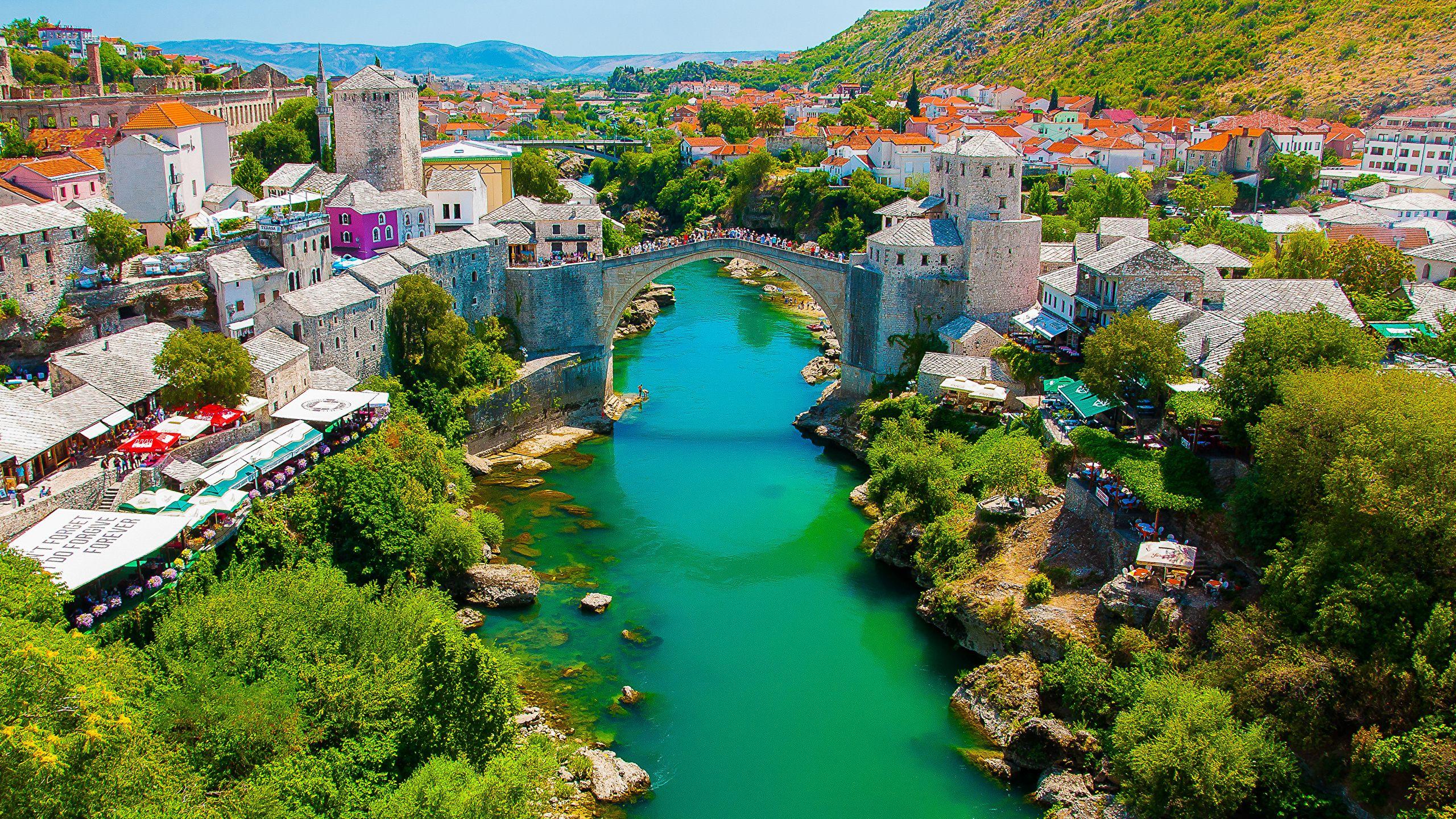 Mostar Bosnia And Herzegovina Bridge 2K wallpaper download