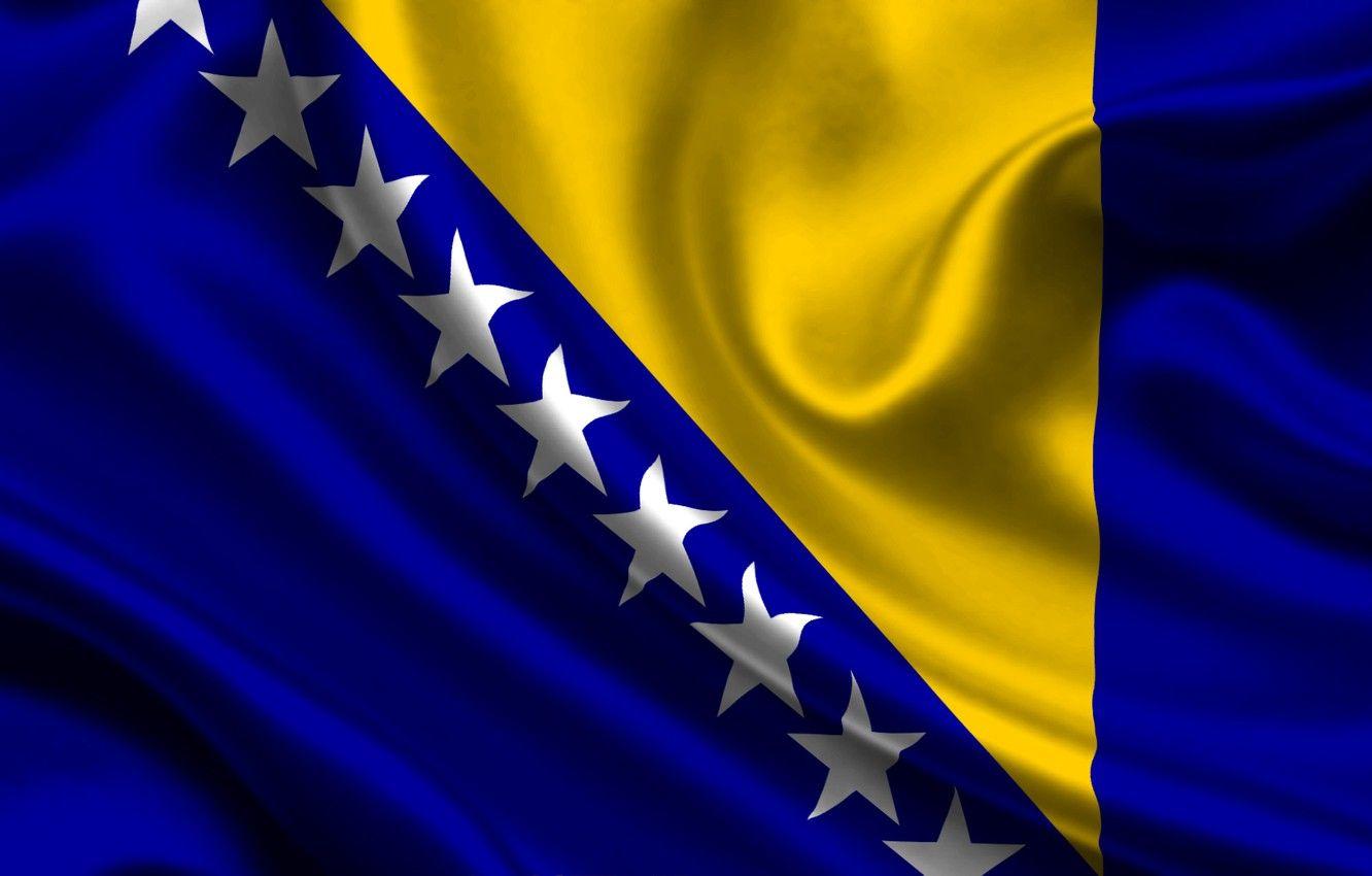 1332x850 Wallpaper Blue, Flag, Texture, Yellow, Stars, Bosnia