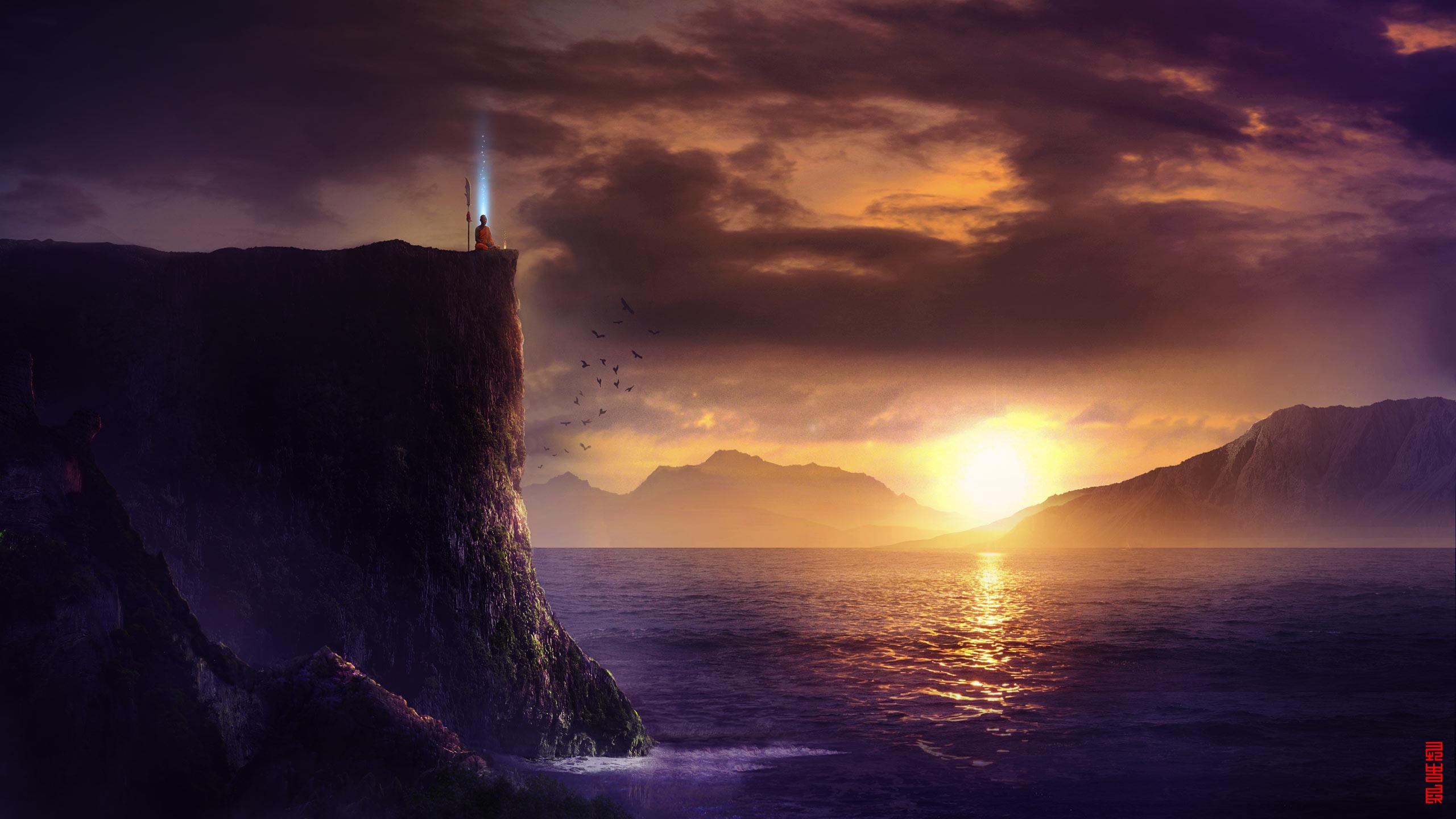 2560x1440 Yoga Meditation Monk HD Wallpaper. Computer Desktop Wallpaper
