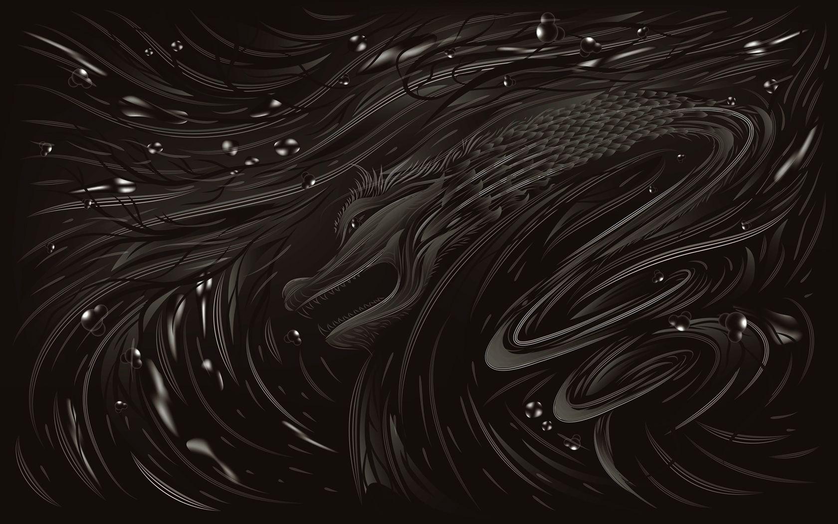 1680x1050 Black water dragon New Year 2012 wallpaper