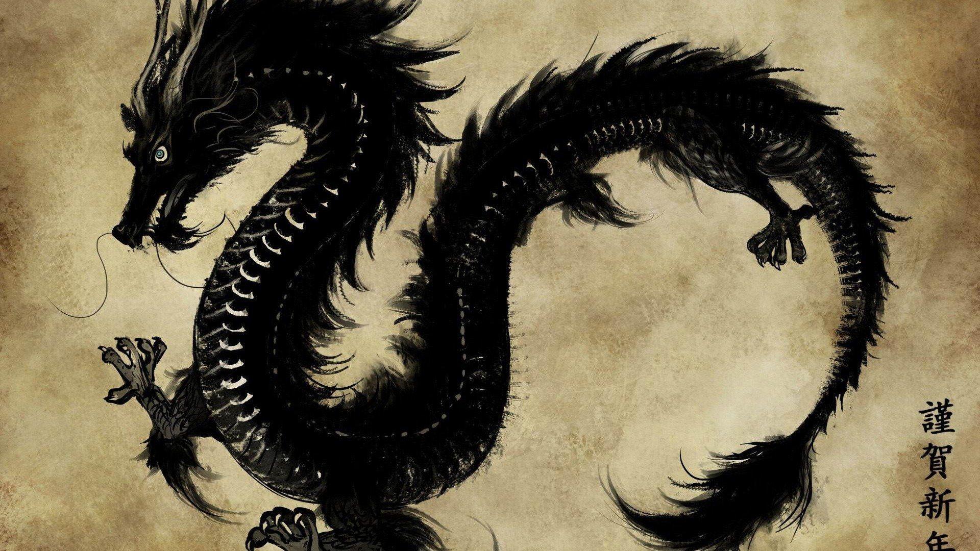 1920x1080 dragon, Black, Chinese, Vintage Wallpaper HD / Desktop