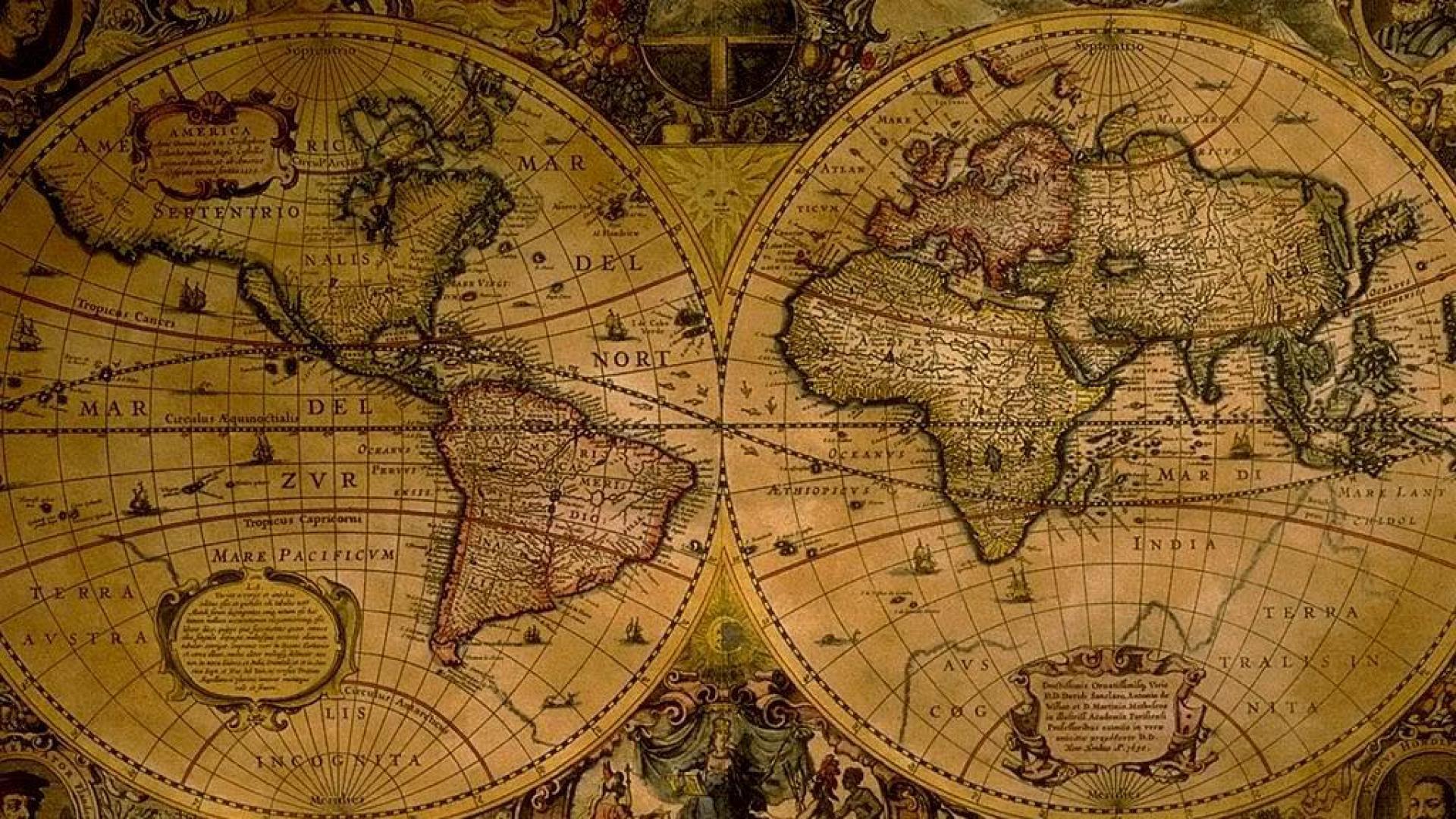 1920x1080 Antique Map Wallpaper HD