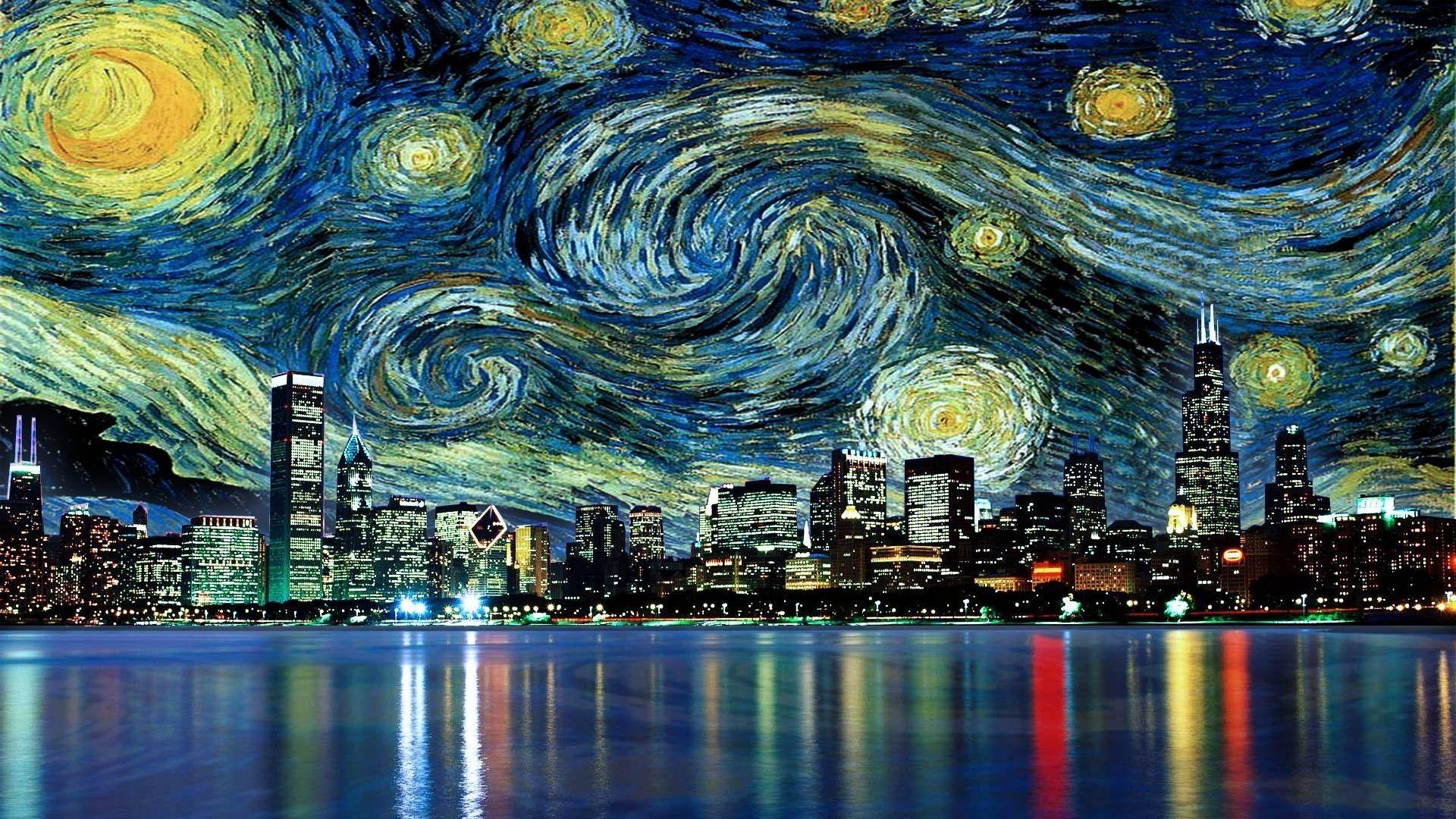 1920x1080 1920x1080 cityscape skyscraper reflection painting