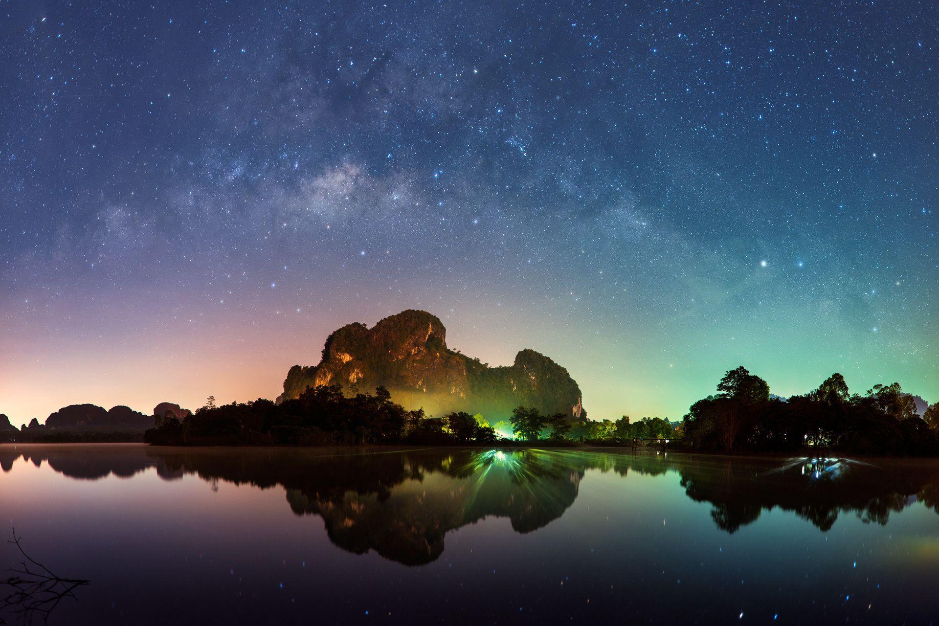 1920x1280 Wallpaper Thailand, Krabi, Milky way, stars, night, sky