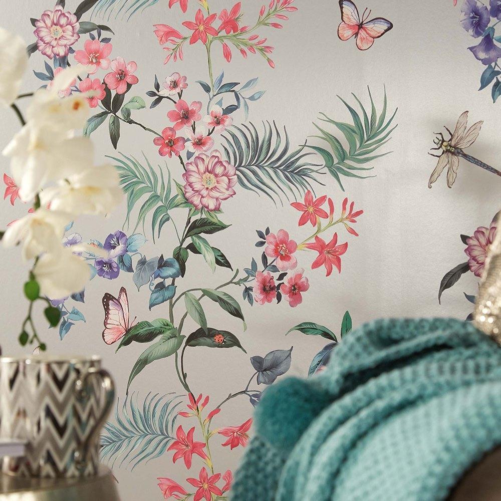 1000x1000 Exotic Silver Tropical Floral