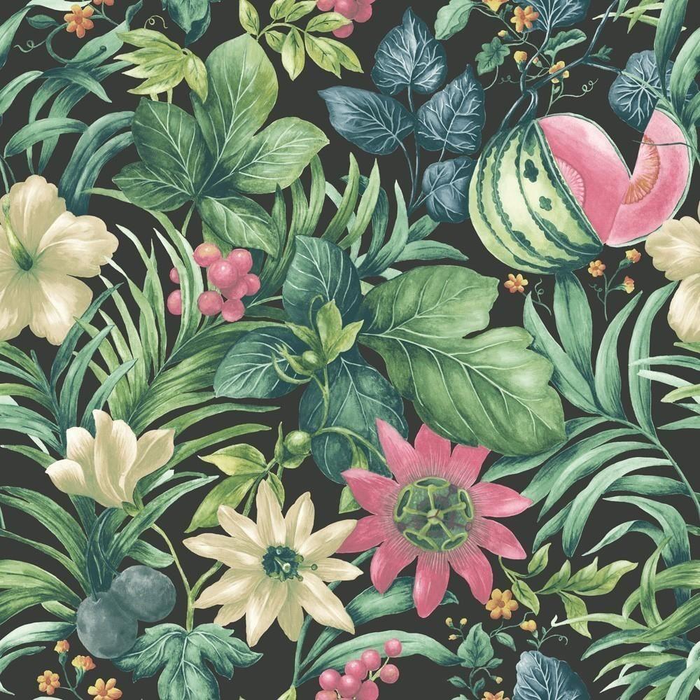 1000x1000 Details about Grandeco Botanical Fruit Flower Pattern Wallpaper Tropical Floral Motif Textured