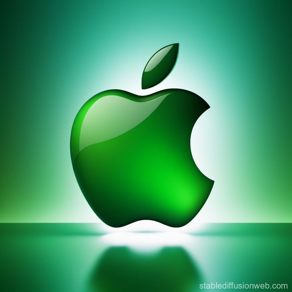 1024x1024 Modern 3D Apple Logo Green High Tech