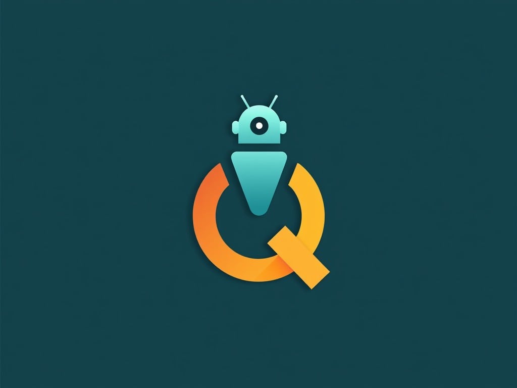 1024x768 Stylized Robot and the Letter Q