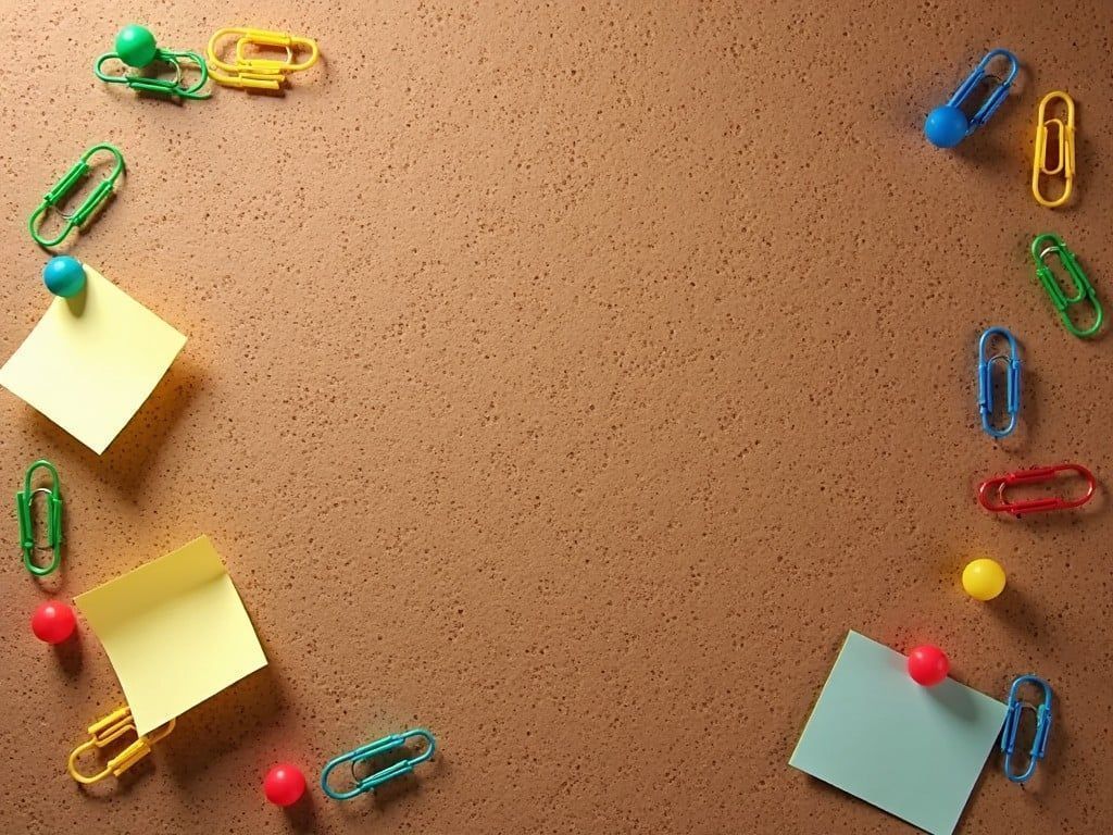 1024x768 Colorful Corkboard with Stationery