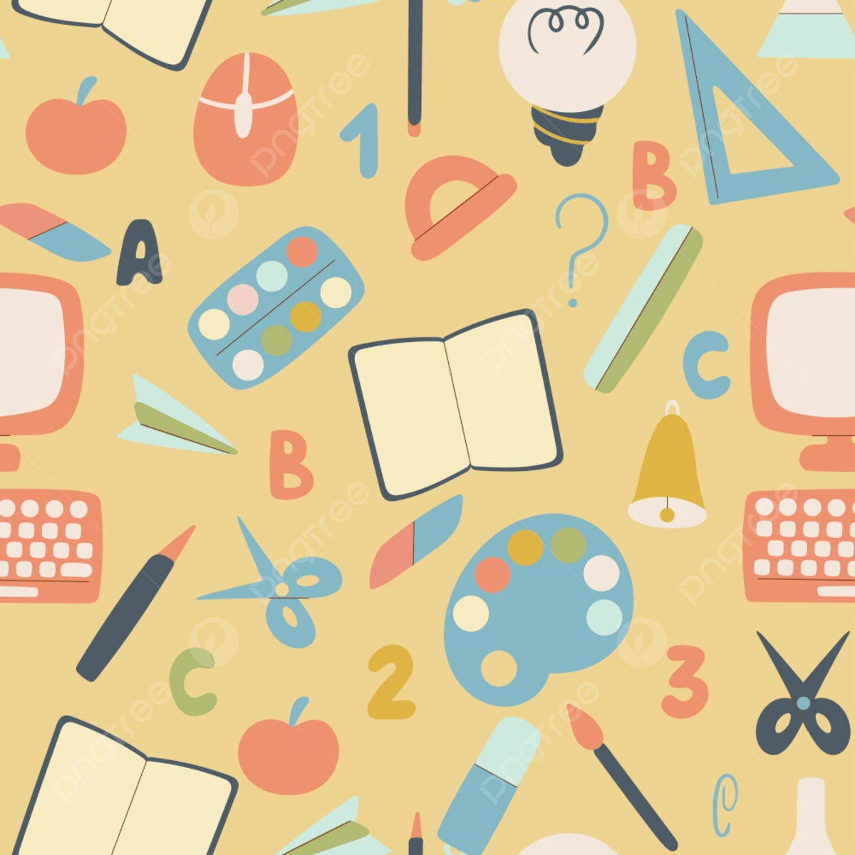 1200x1200 School And Office Stationery Seamless