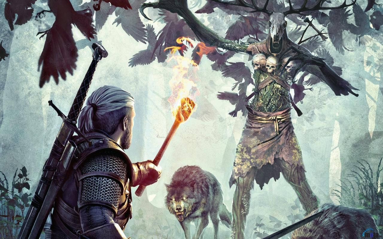 1280x800 The Witcher Leshen And Wolf Wallpaper