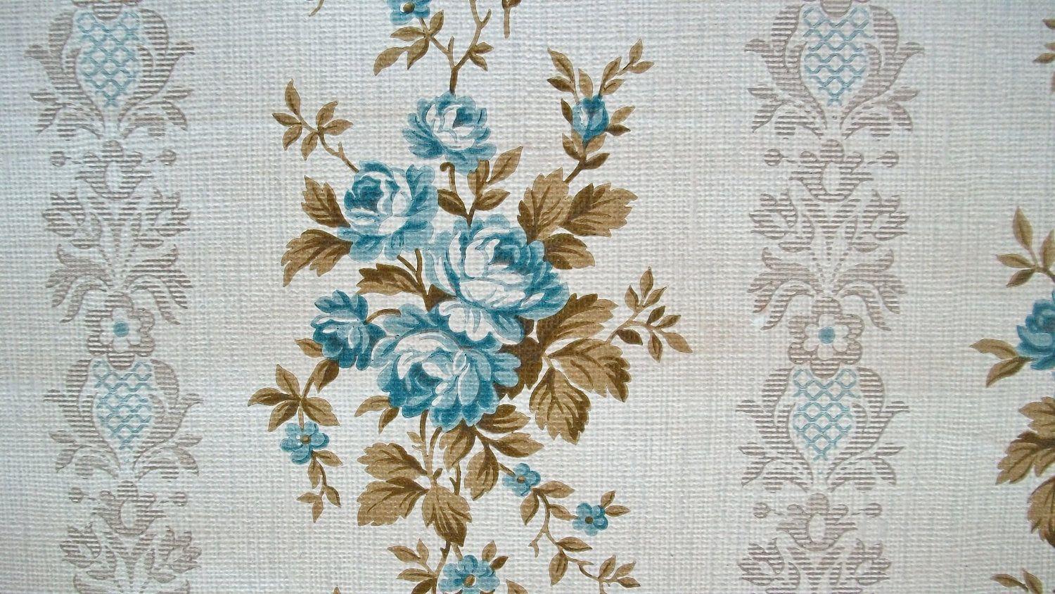 1500x844 Free download Vintage French 1940s Wallpaper Blue Rose