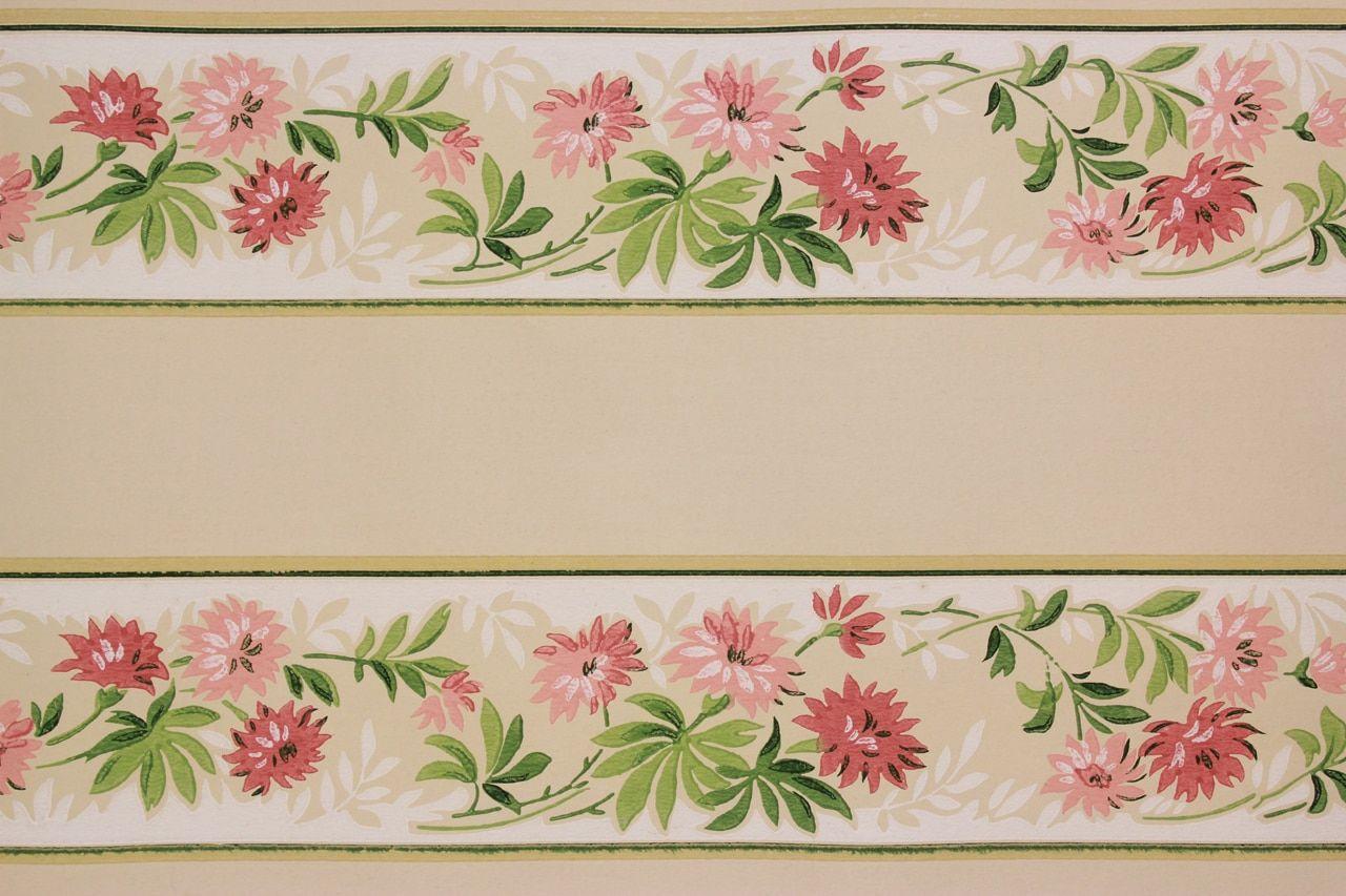 1280x853 1940s Vintage Wallpaper Border Pink Flowers