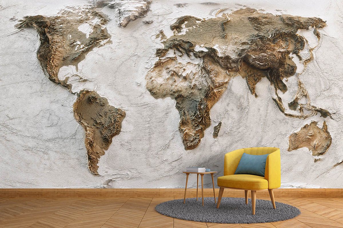 1200x800 Topographic Terrain World Map Wallpaper