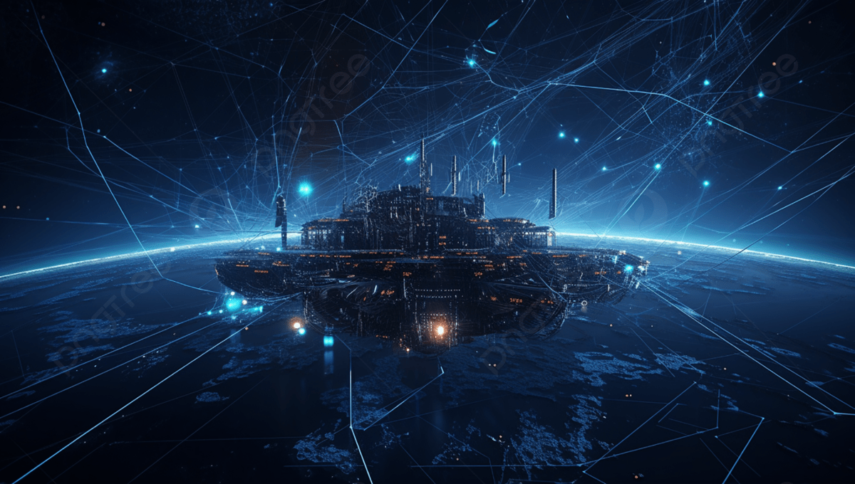 1200x680 Dark Sci Fi Background, Space Station