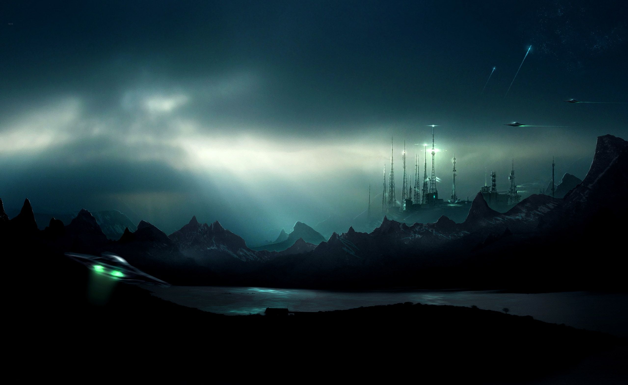 2559x1569 Futuristic Spaceport: An Epic Sci Fi HD