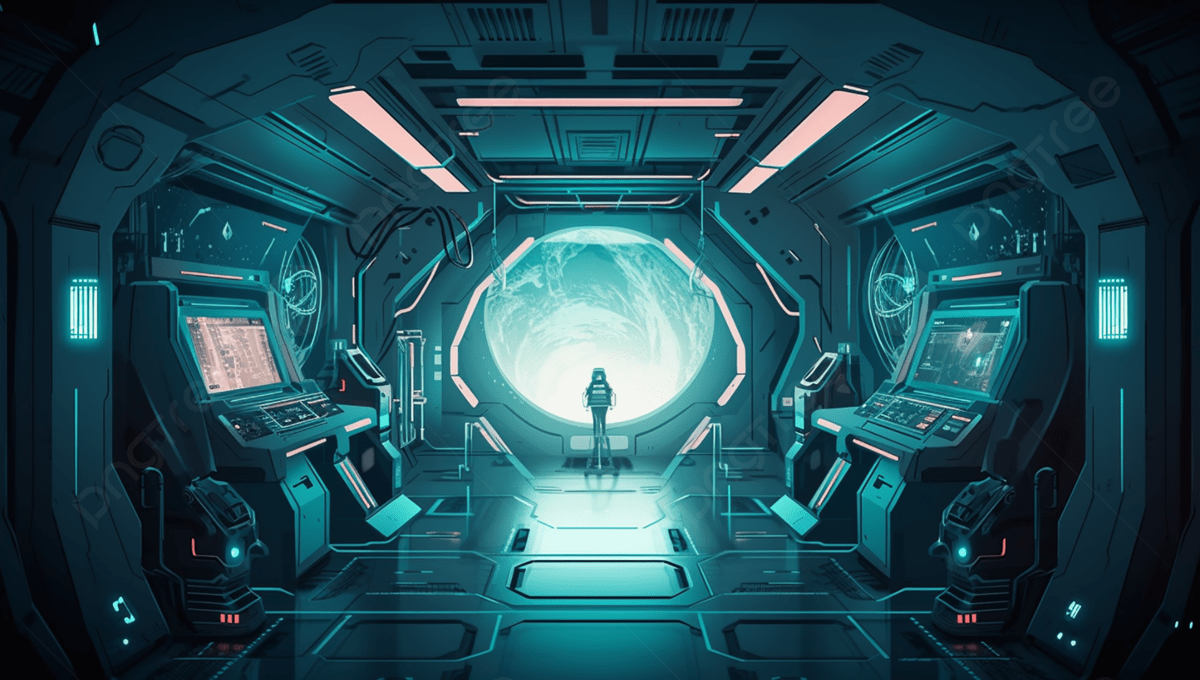 1200x680 Spaceship Dark Sci Fi Style Background