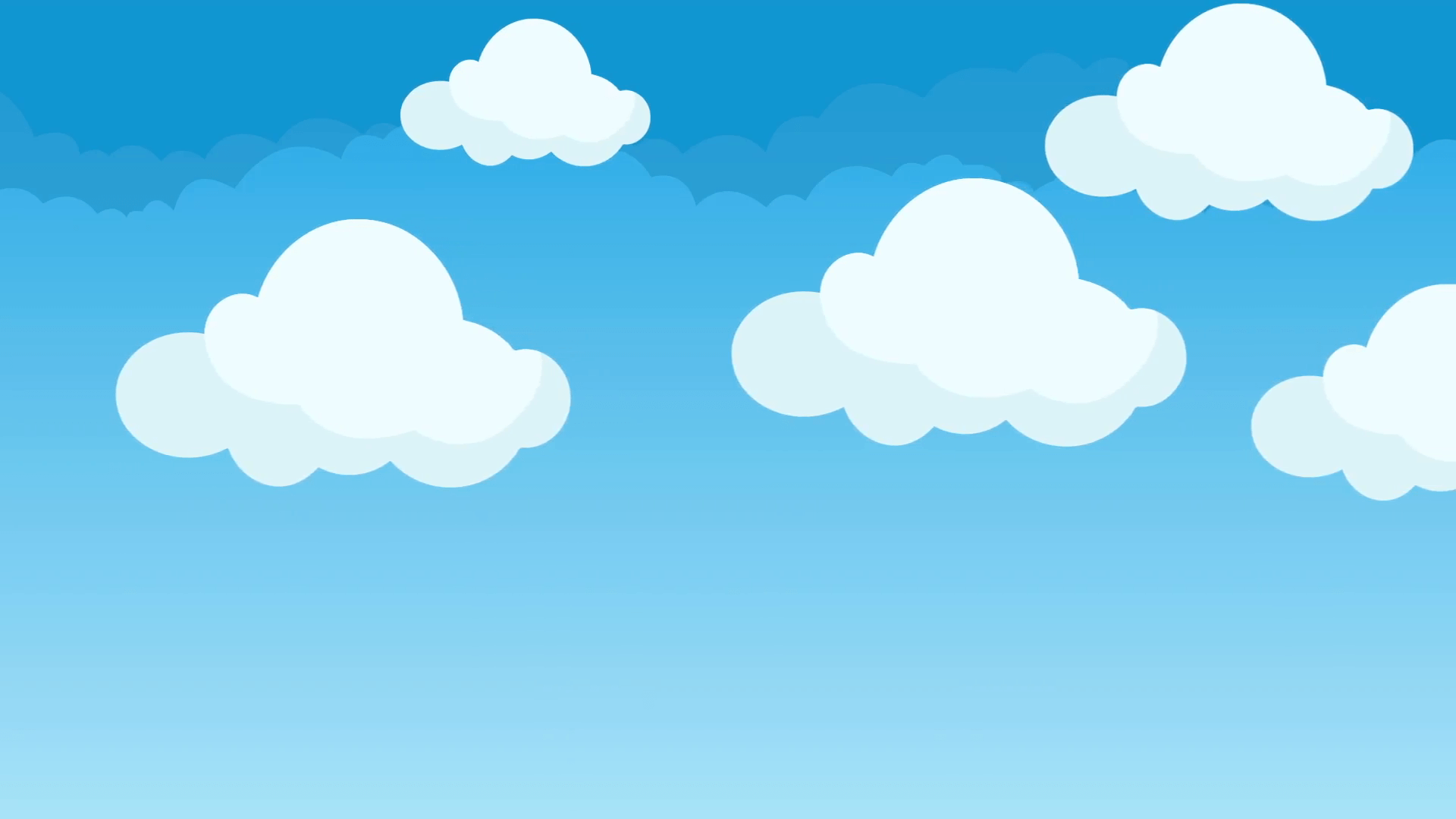 1920x1080 Phim hoạt hình đám mây dễ thương và phúng phính bay lơ lửng trên bầu trời xanh chuyển động