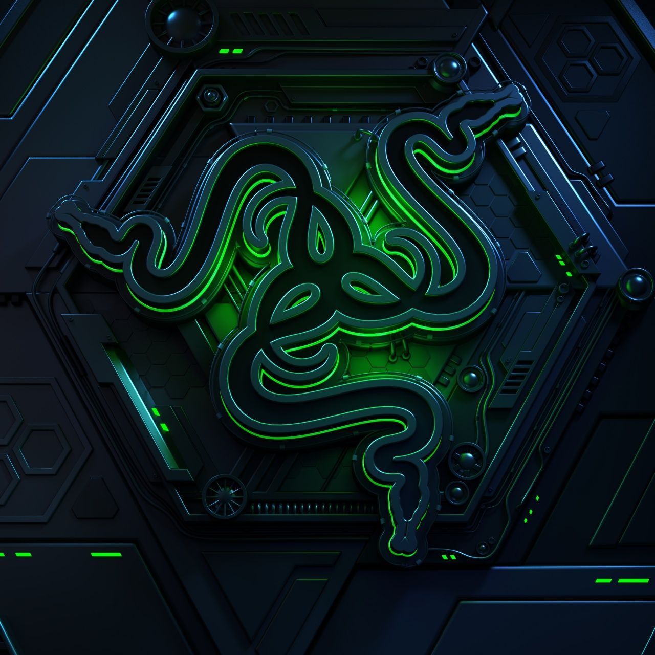 1280x1280 Vault Wallpaper 4K, Razer, Green, Dark