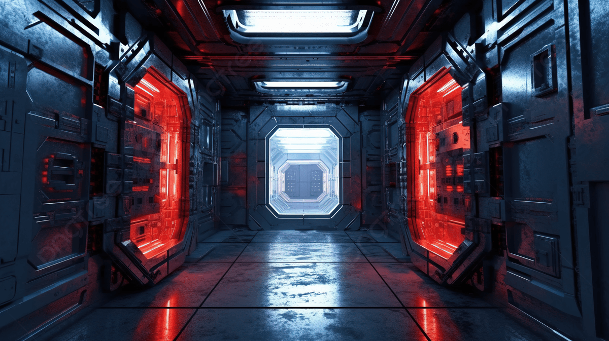1200x673 Futuristic 3D Render Of A Dark Room