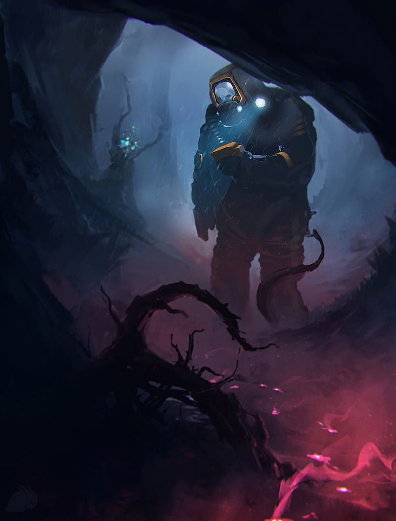 800x1053 Cyborg, Cave, Dark, Art, Sci Fi, HD