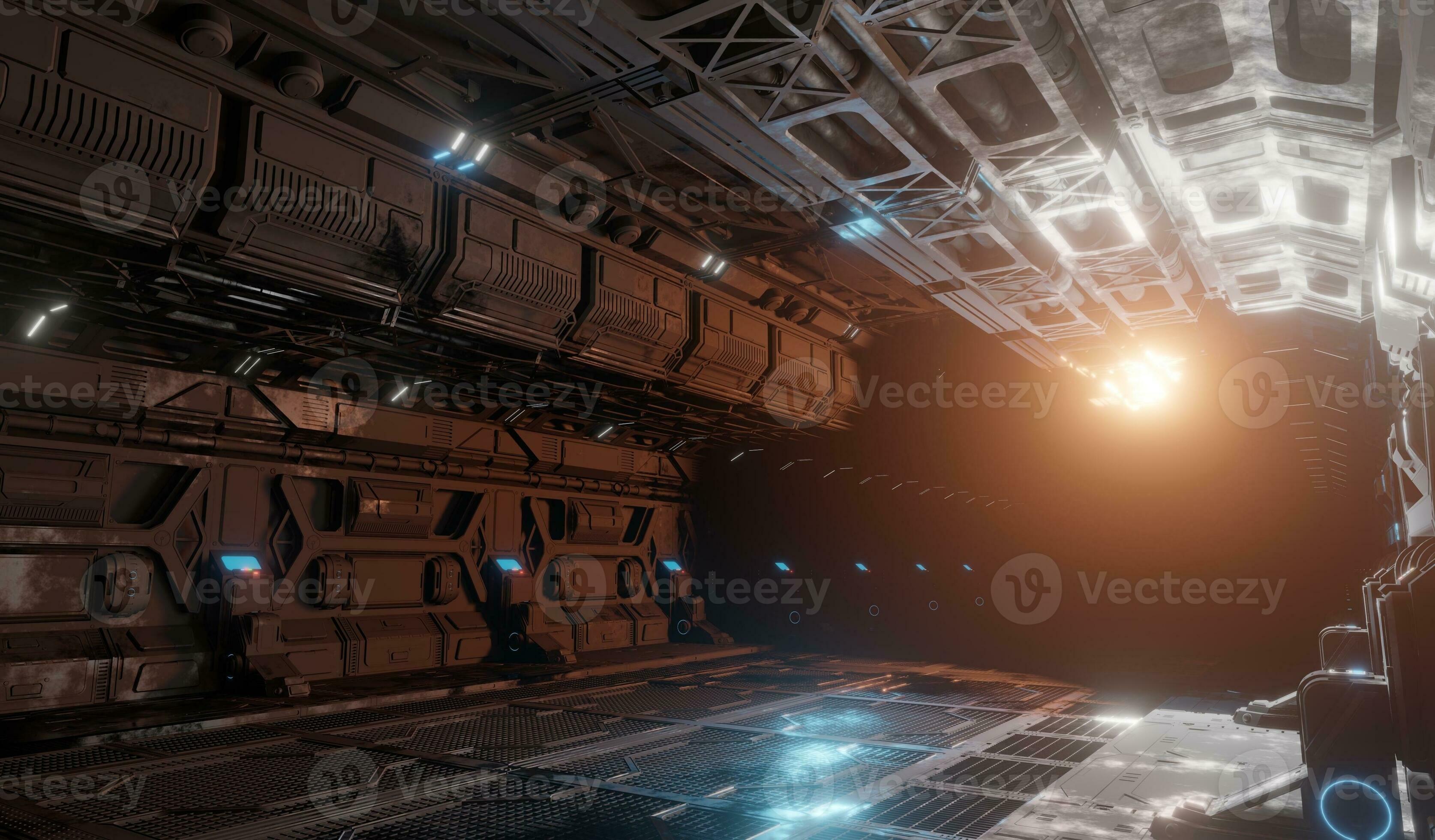 3348x1960 Control room science fiction in dark
