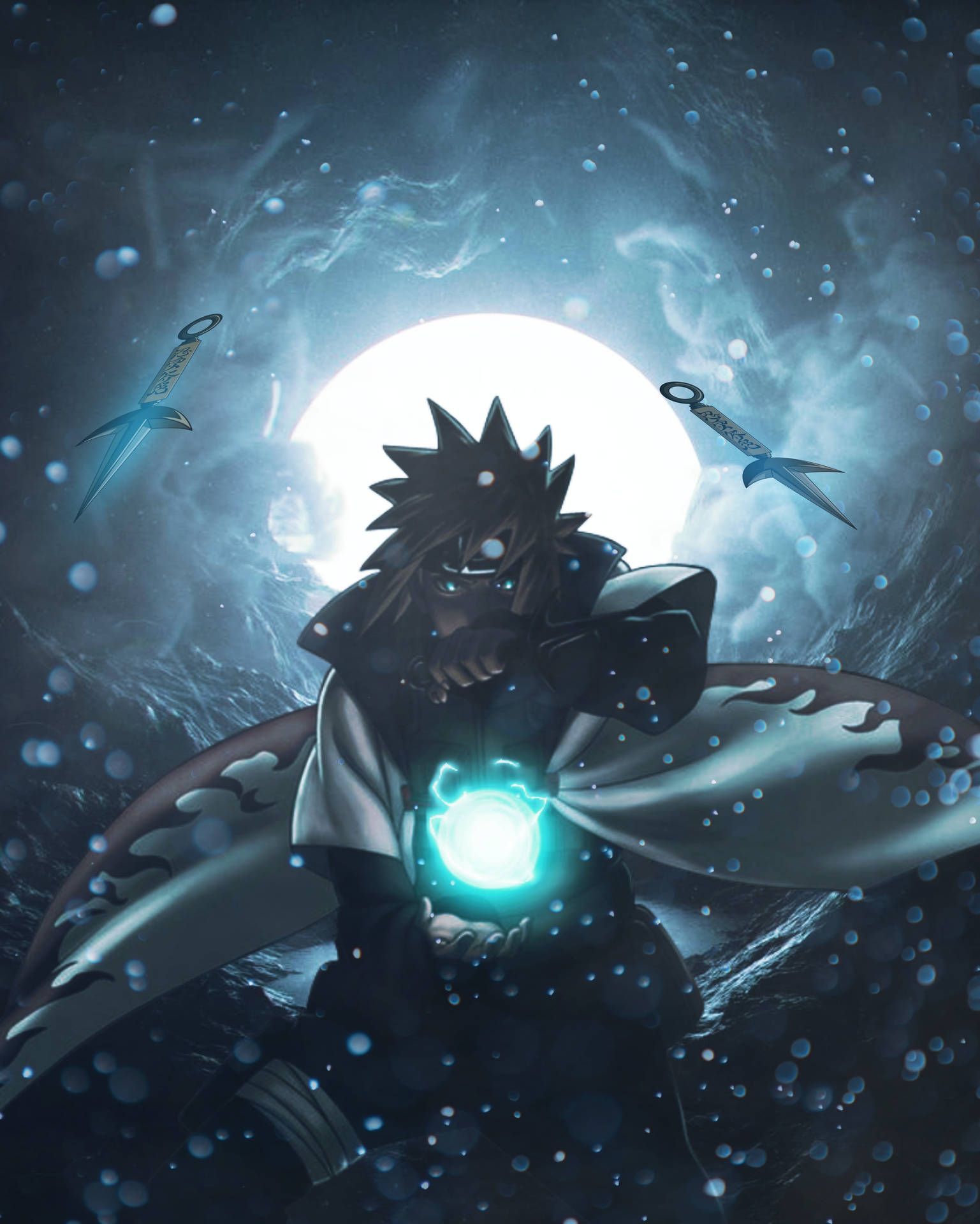 1537x1920 Download Blue Powered Minato Namikaze Naruto Mobile 4K Wallpaper