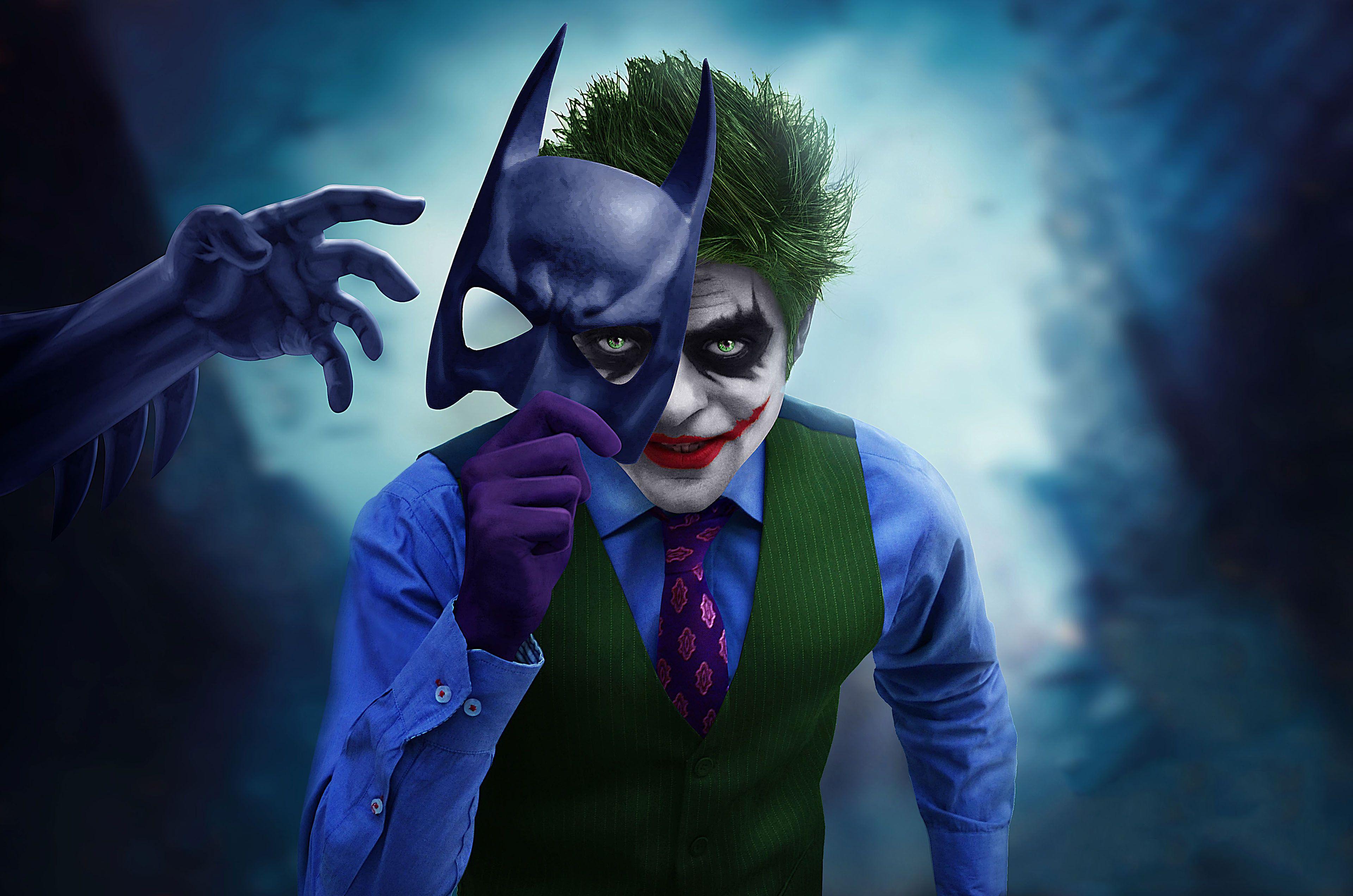 3840x2543 Joker With Batman Mask Off 1440P Resolution HD 4k