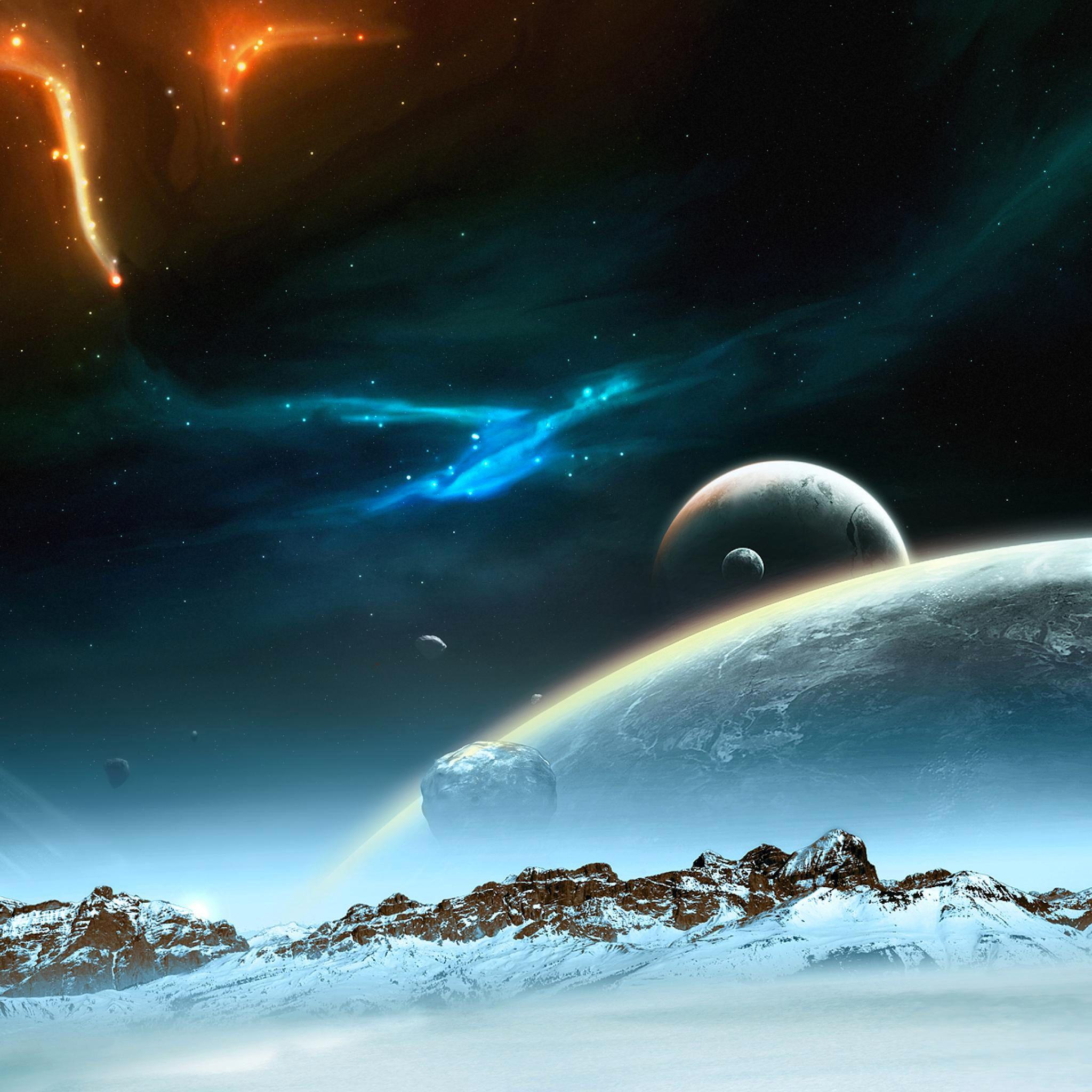 2048x2048 Space in Mountain Retina Wallpaper for iPhone X, 7